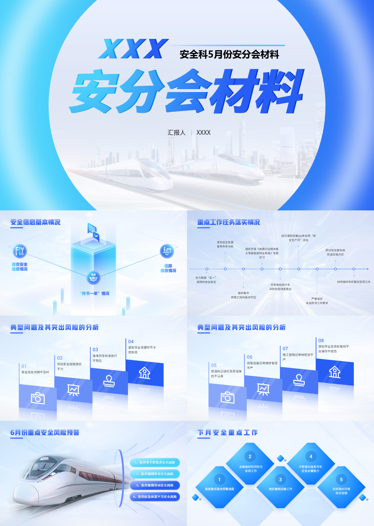标准静态蓝色工作汇报安全科5月份安分会材料
