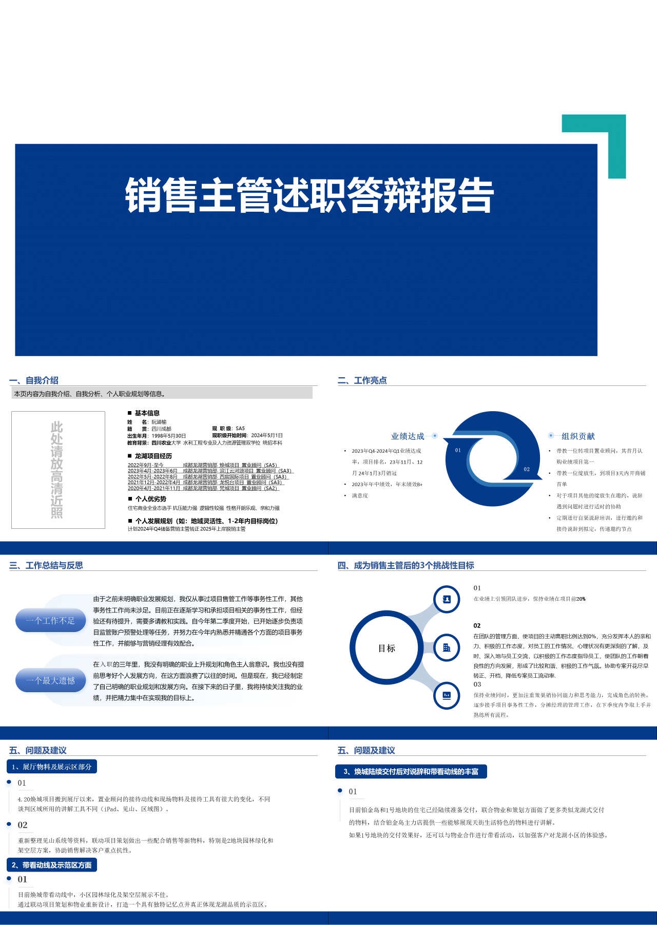 标准静态蓝色销售主管竞聘报告