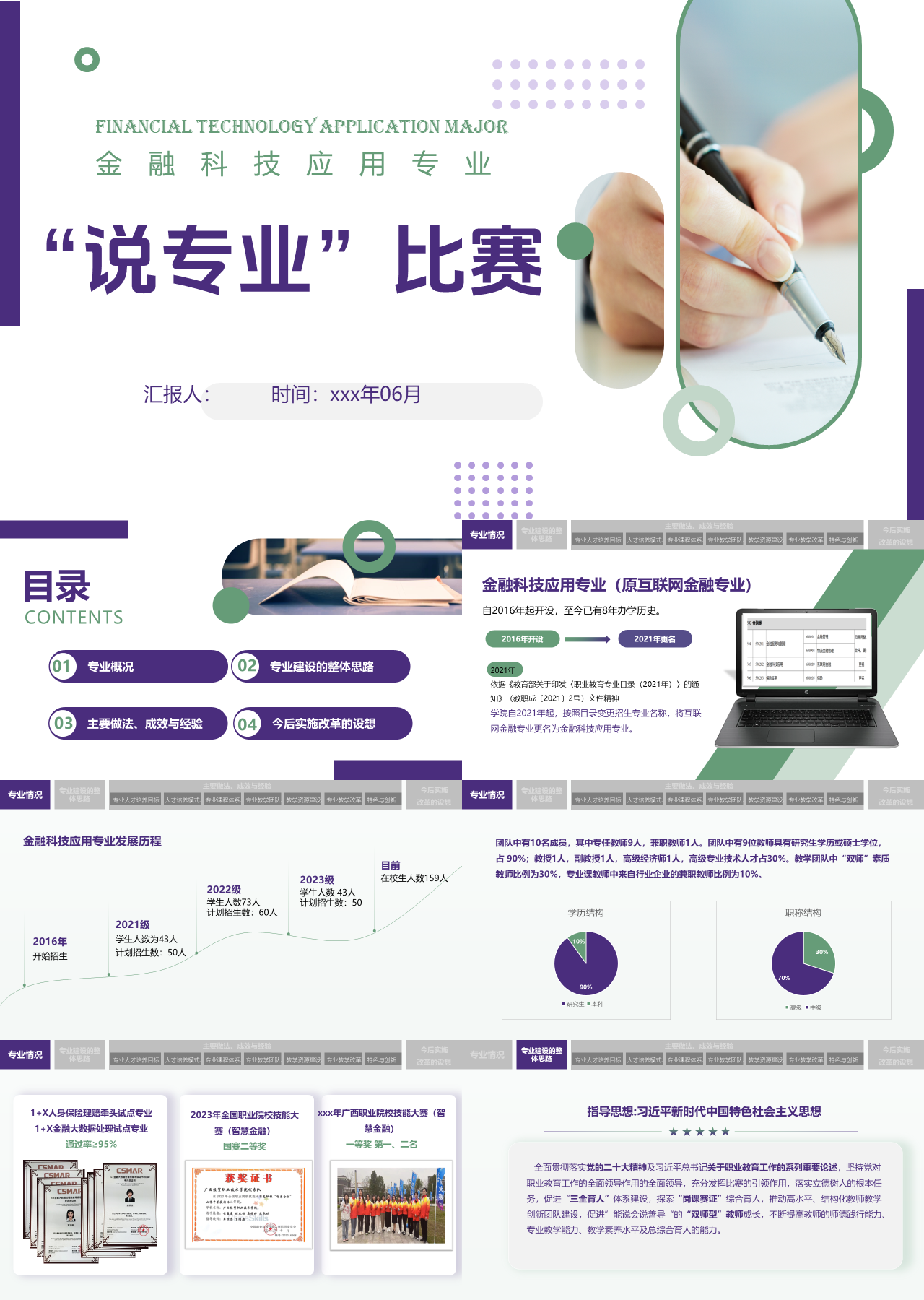 标准静态紫色工作汇报金融科技应用说专比赛