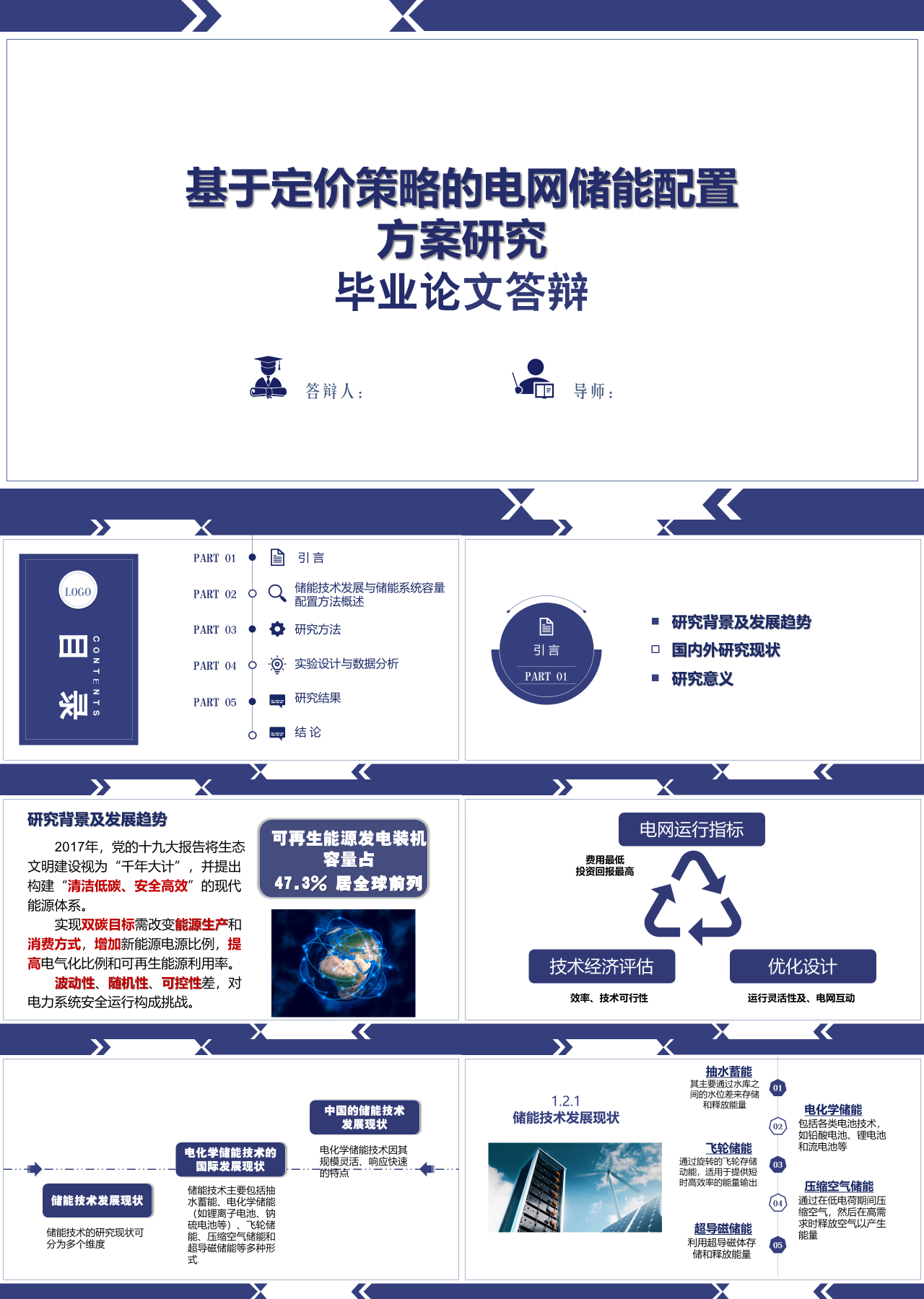 标准静态蓝色论文答辩基于定价策略的电网储能配置