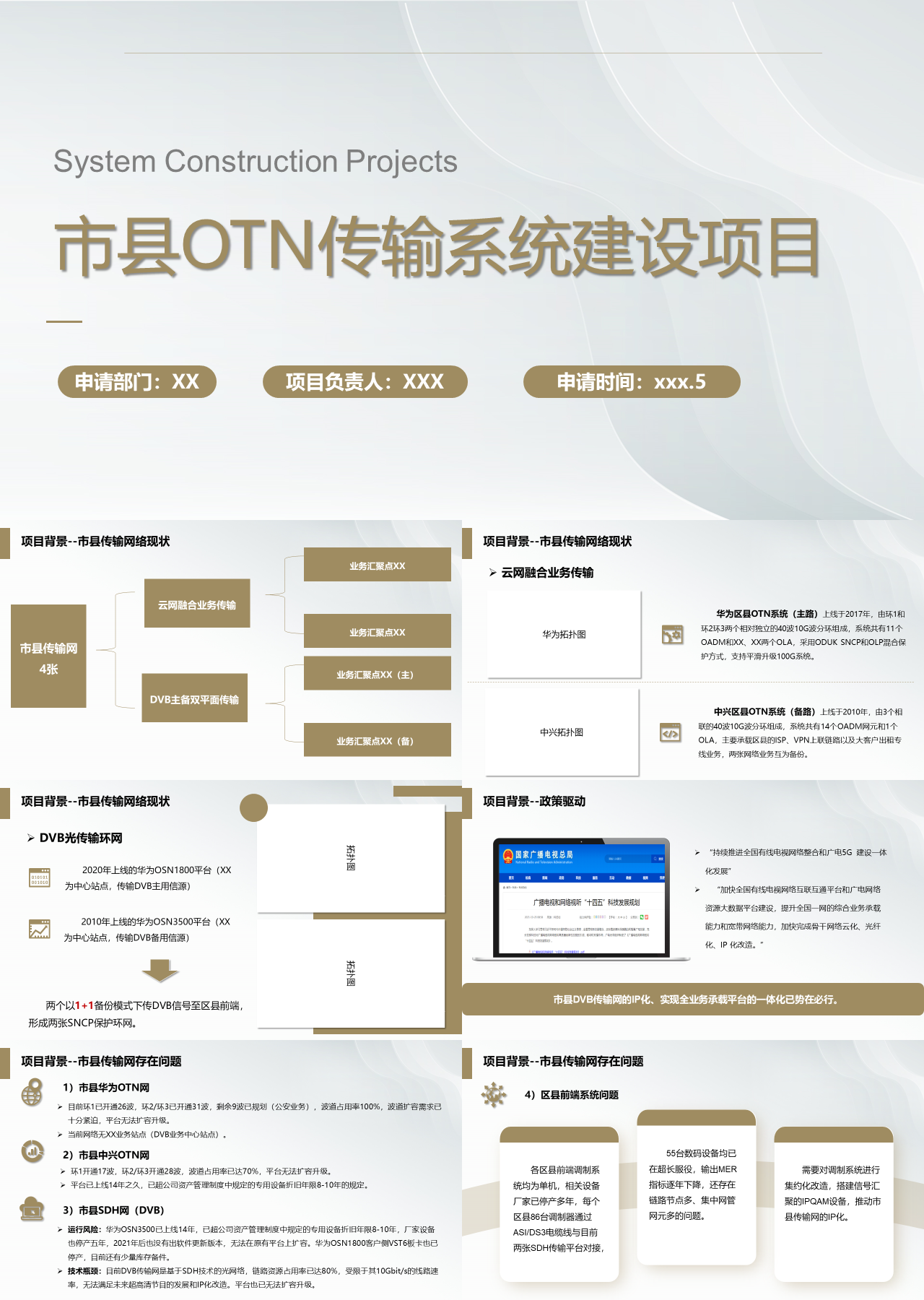 标准静态简约工作汇报市县OTN传输系统建设项目