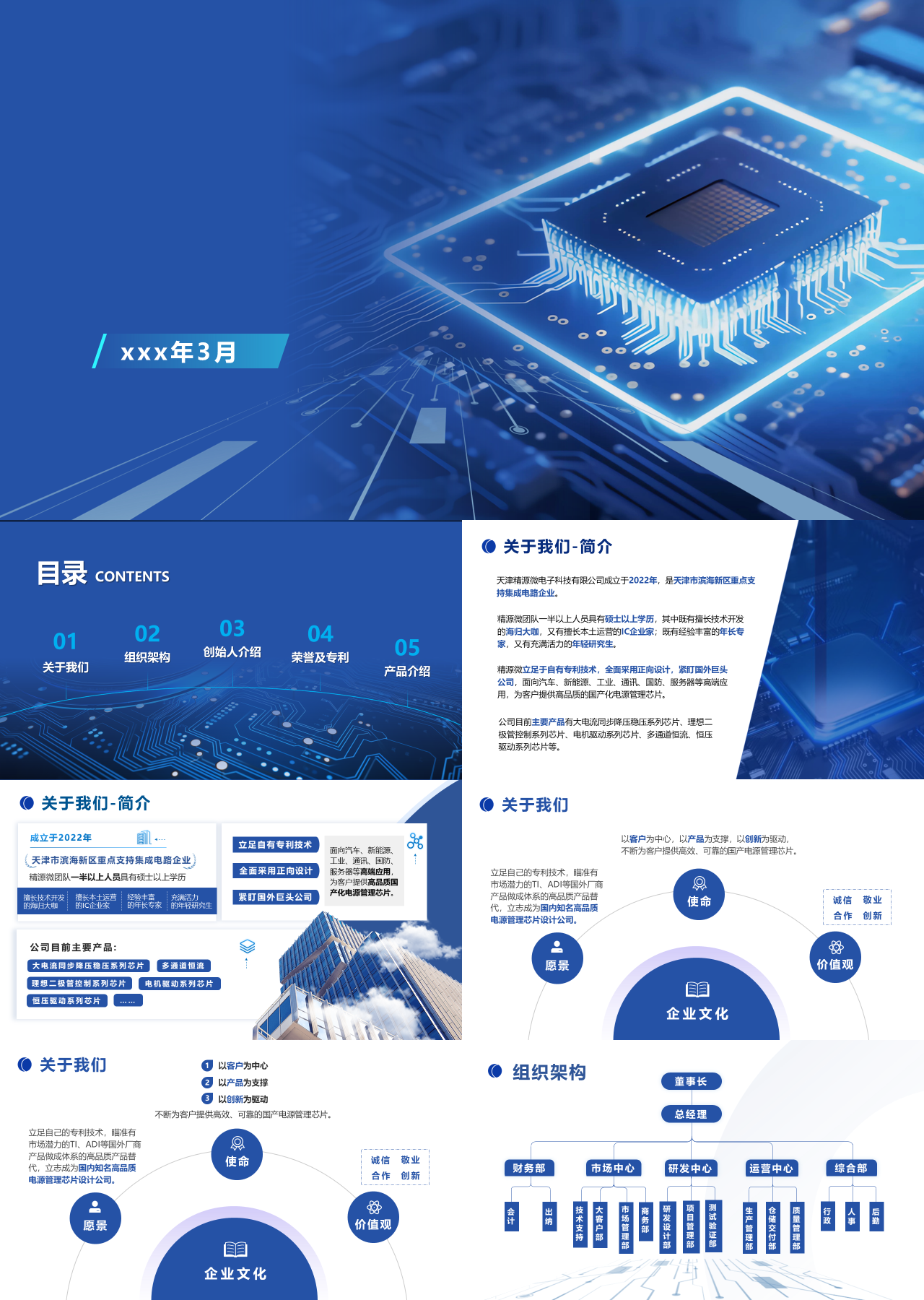 标准静态蓝色企业宣传微电子公司介绍