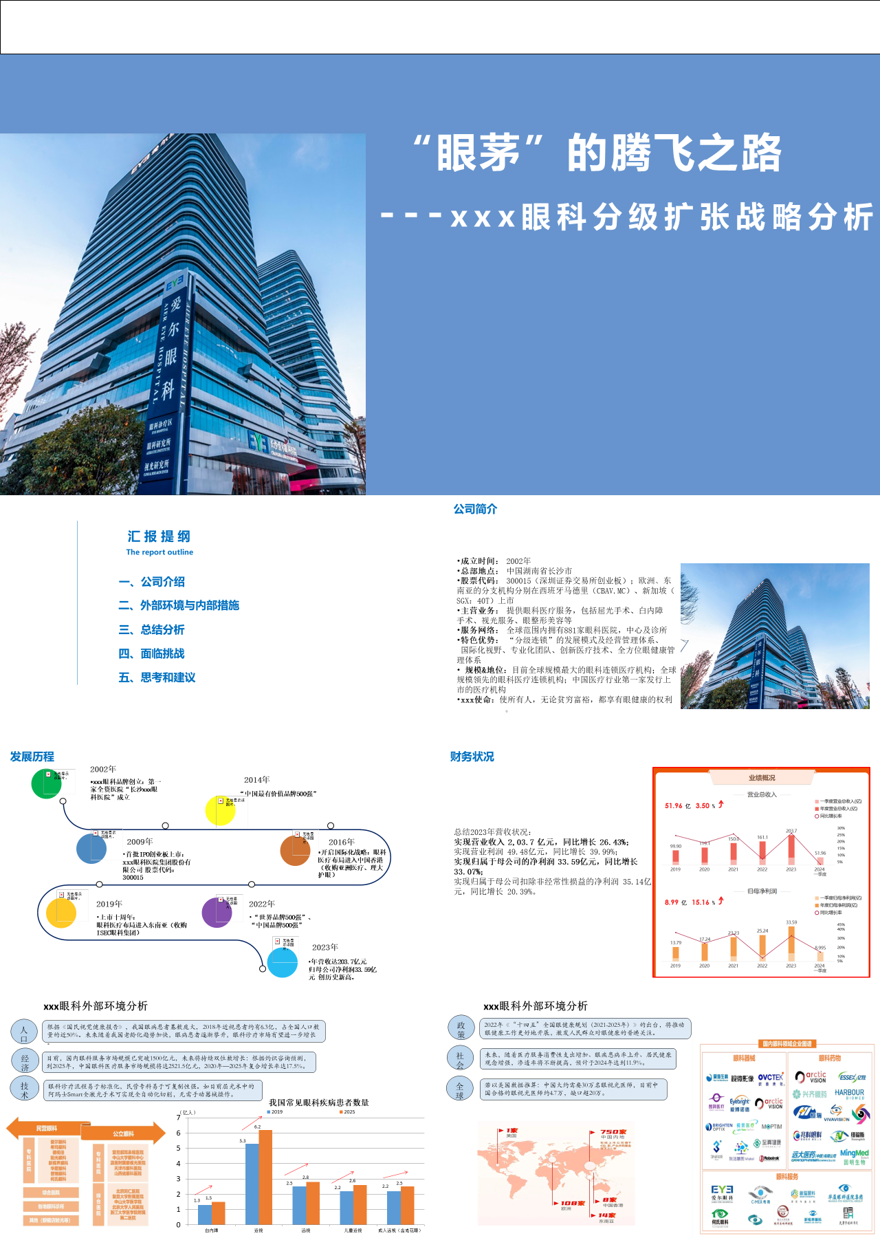 标准静态蓝色工作汇报眼科分级扩张战略分析