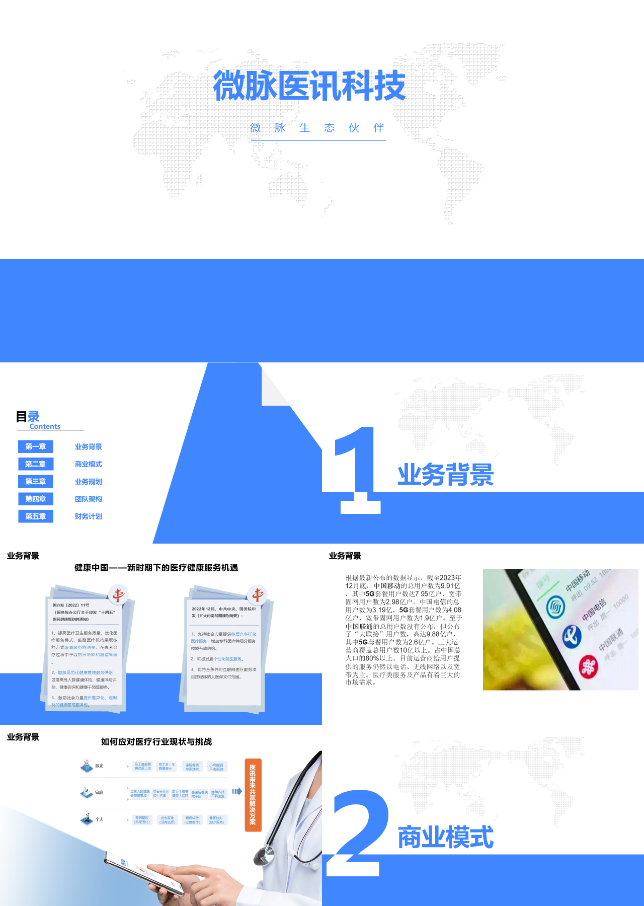 标准静态蓝色工作汇报微脉医讯科技