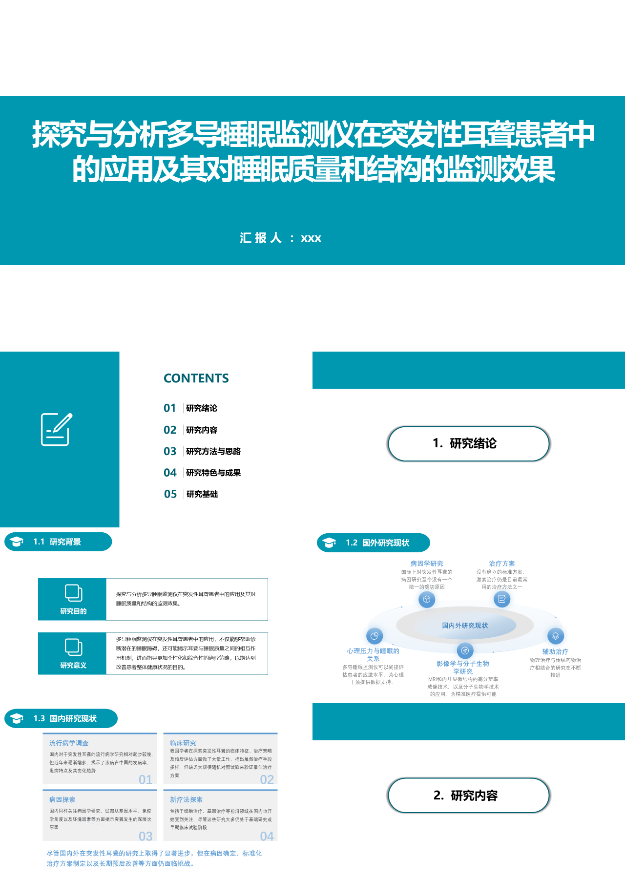 标准静态绿色论文答辩探究与分析多导睡眠监测仪在突发性耳聋患者中的应用及其对睡眠质量和结构的监测效果