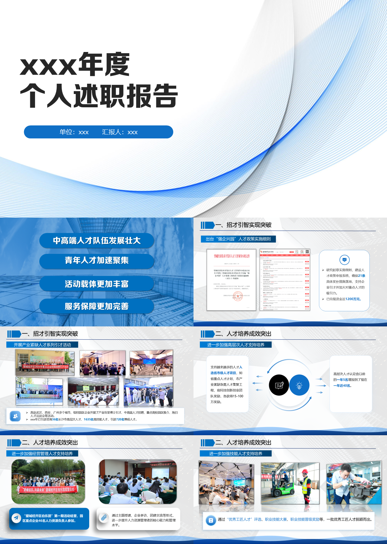 标准静态蓝色年度个人述职报告