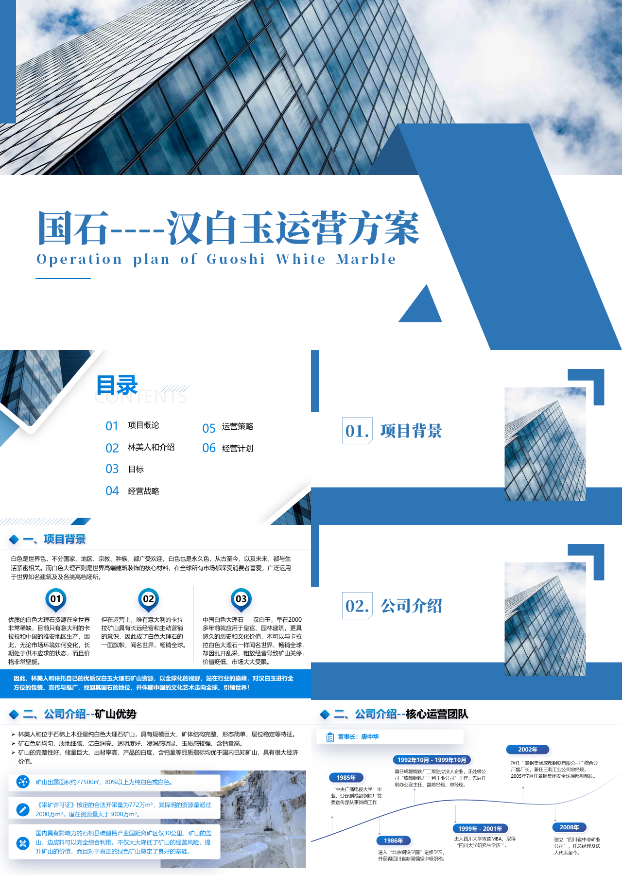标准静态蓝色营销策划汉白玉运营方案