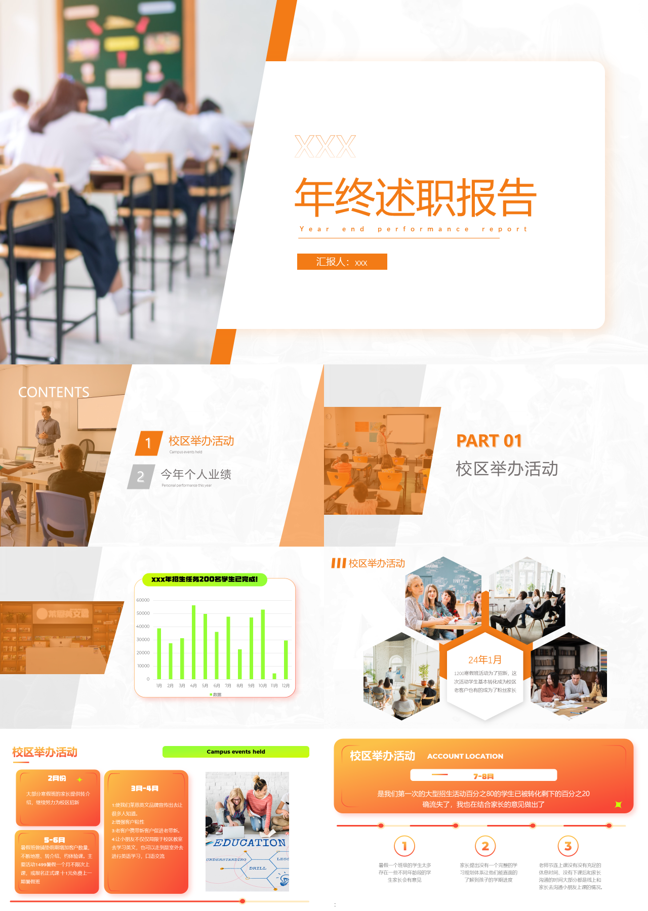 标准静态橙色年终述职报告