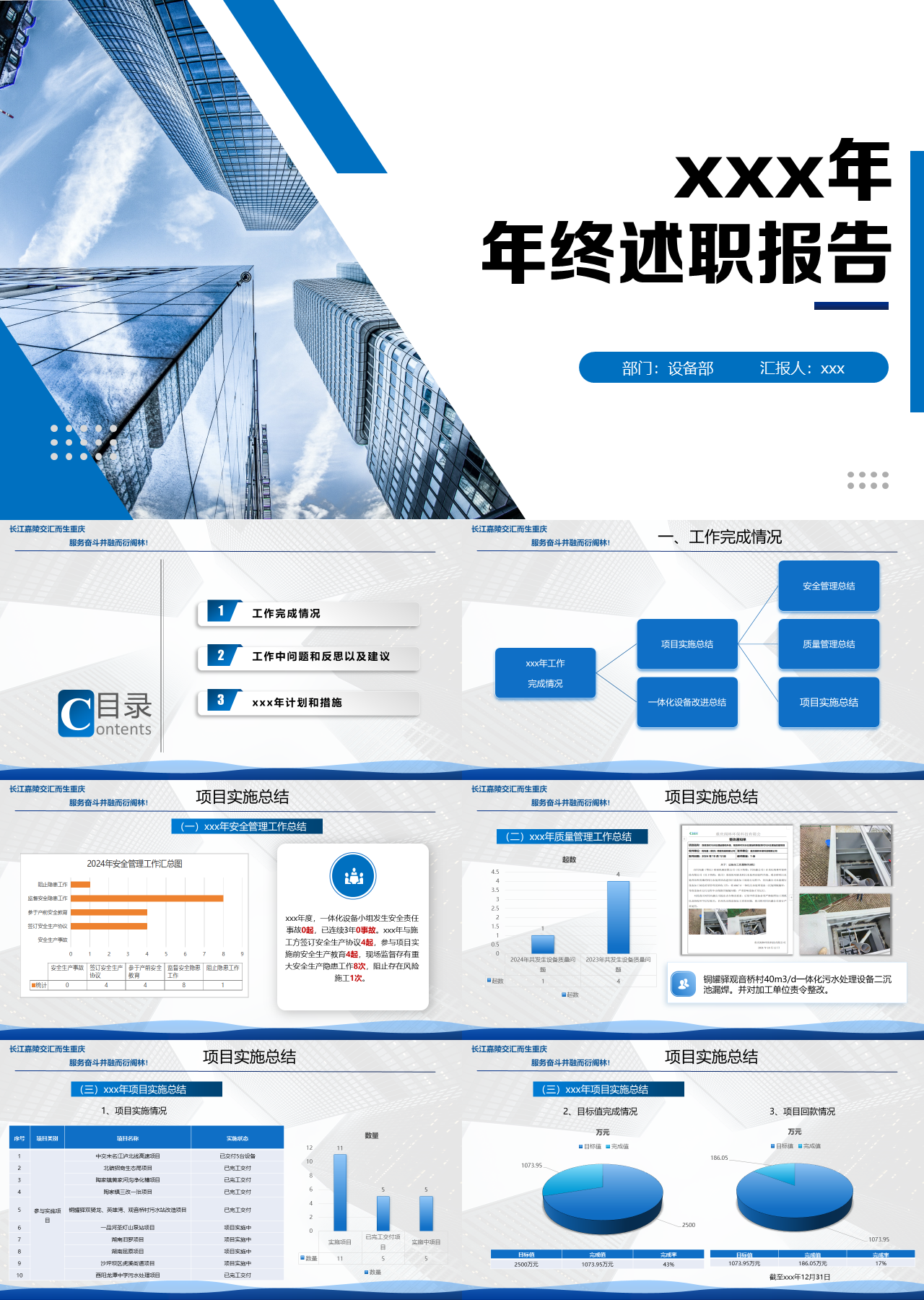 标准静态蓝色年终述职报告