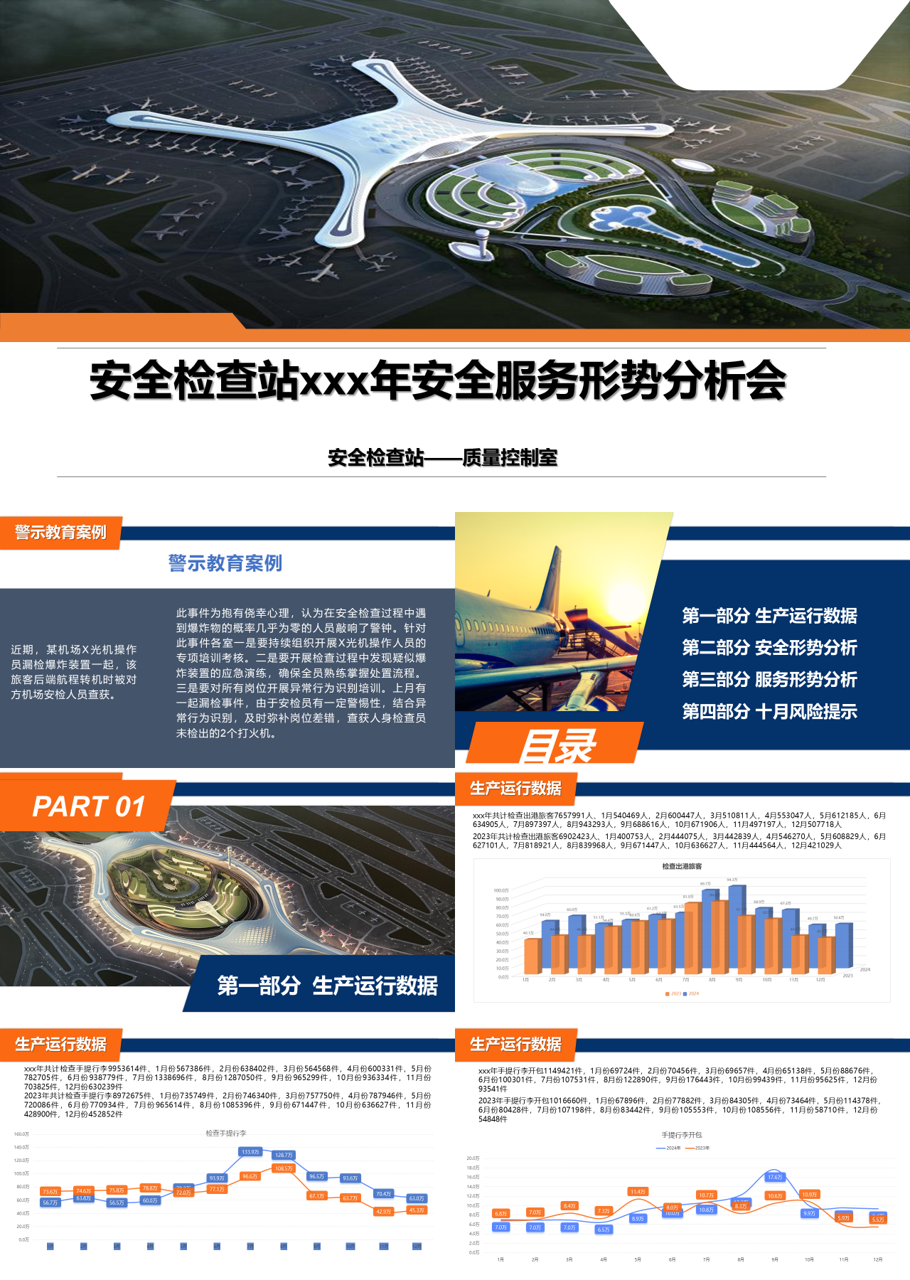 标准静态橙色工作汇报安全服务形势分析会