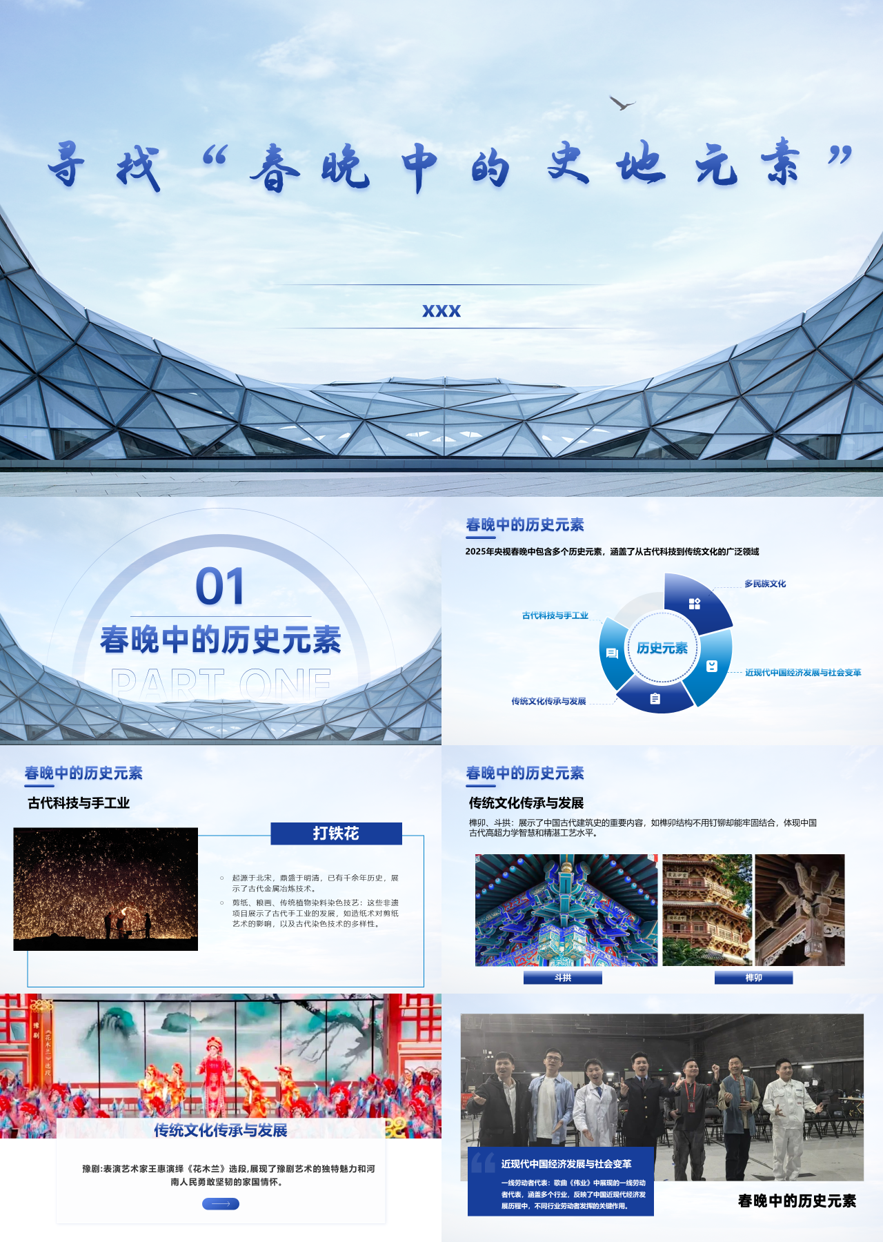 标准动态蓝色工作汇报关于央视春晚节目寻找春晚中的史地元素