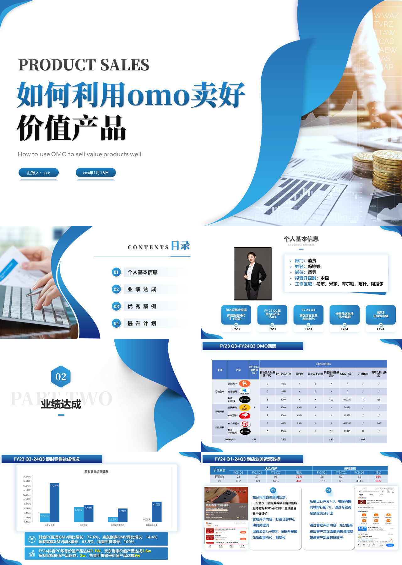 标准静态蓝色工作汇报如何利用omo卖好价值产品