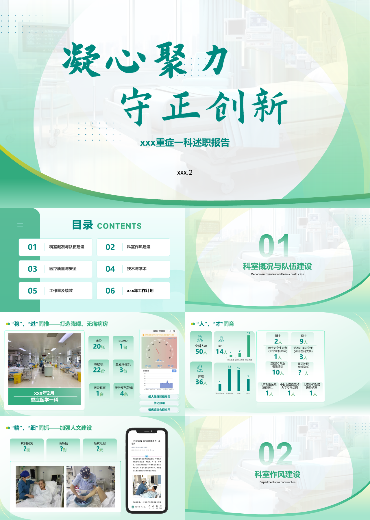标准静态绿色述职报告重症一科