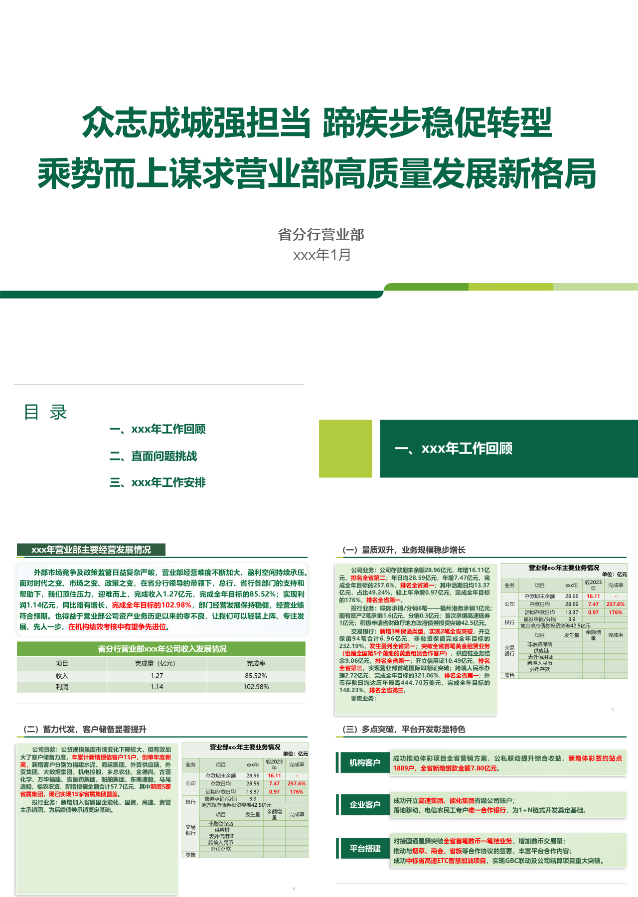 标准静态绿色工作汇报乘势而上谋求营业部高质量发展新格局