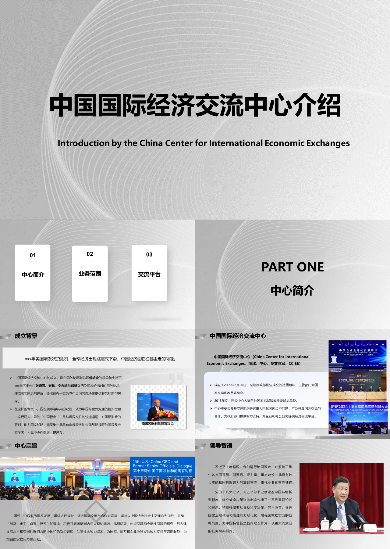 标准静态简约工作汇报中国国际经济交流中心介绍