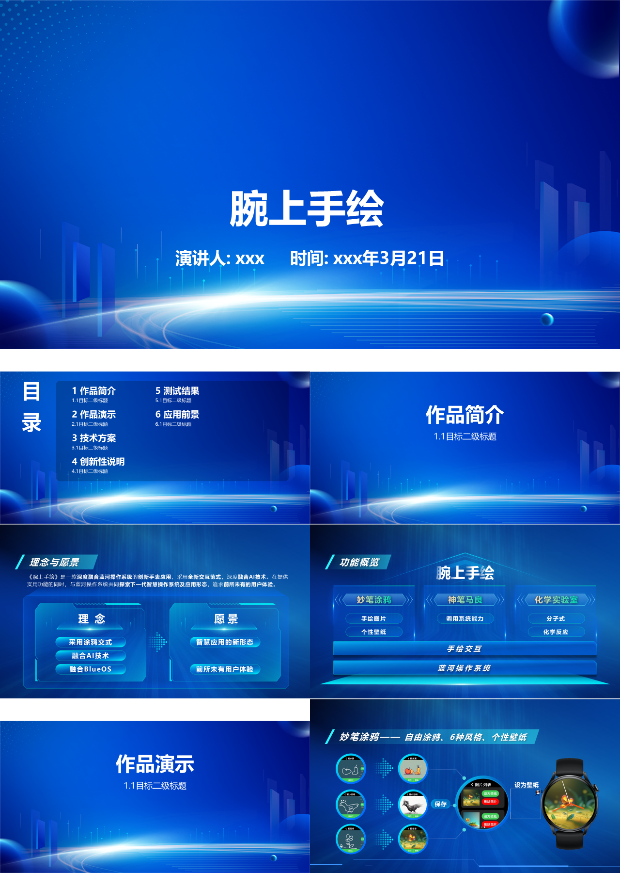 标准静态科技风商业计划书腕上手绘