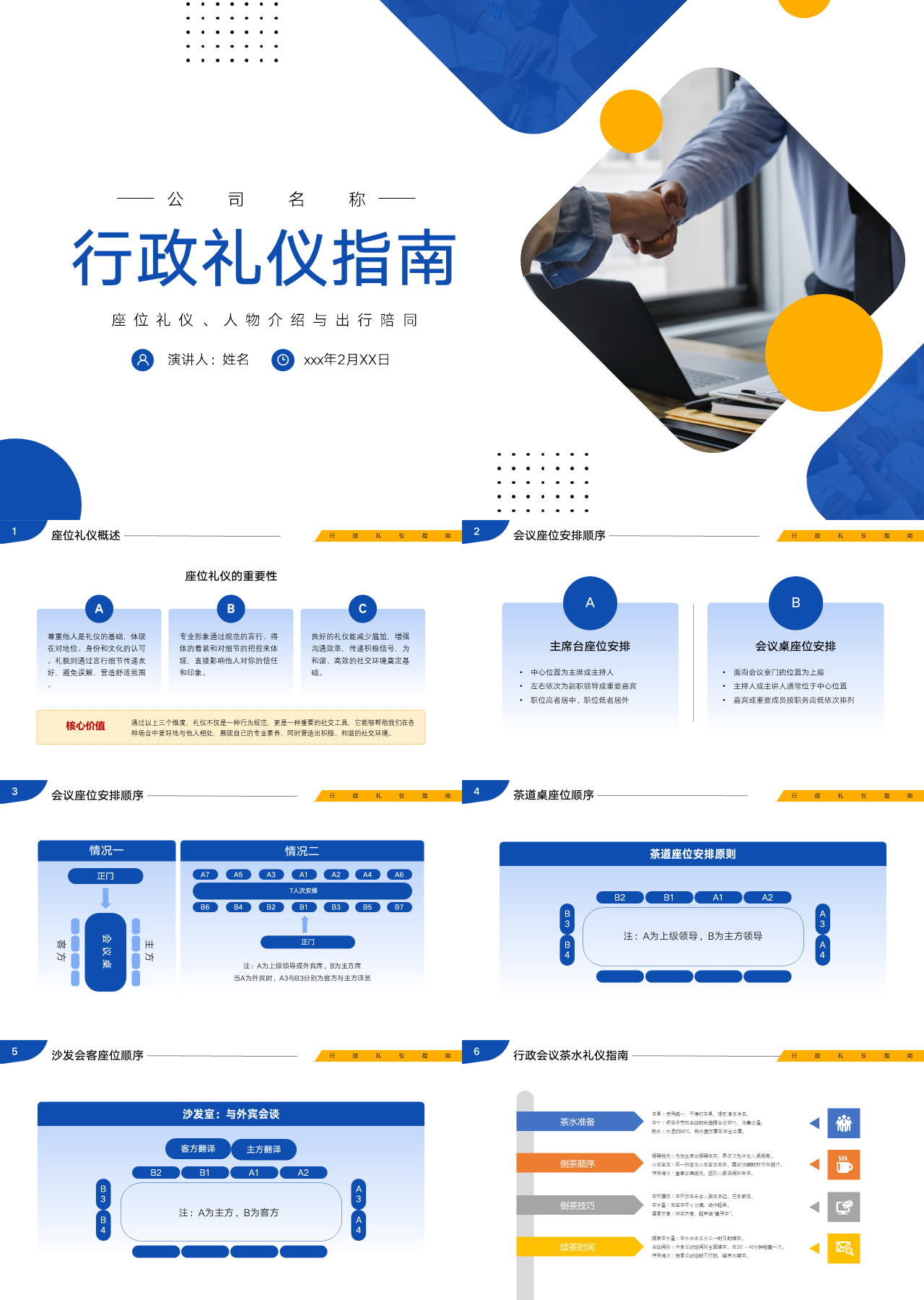 标准静态蓝色企业培训行政礼仪指南