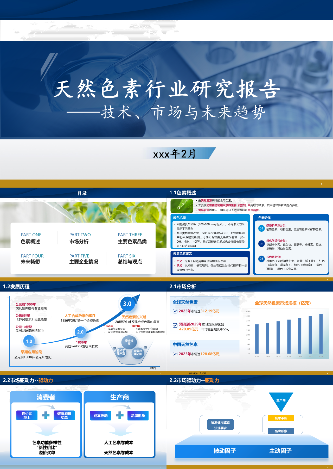标准静态蓝色工作汇报天然色素行业研究报告