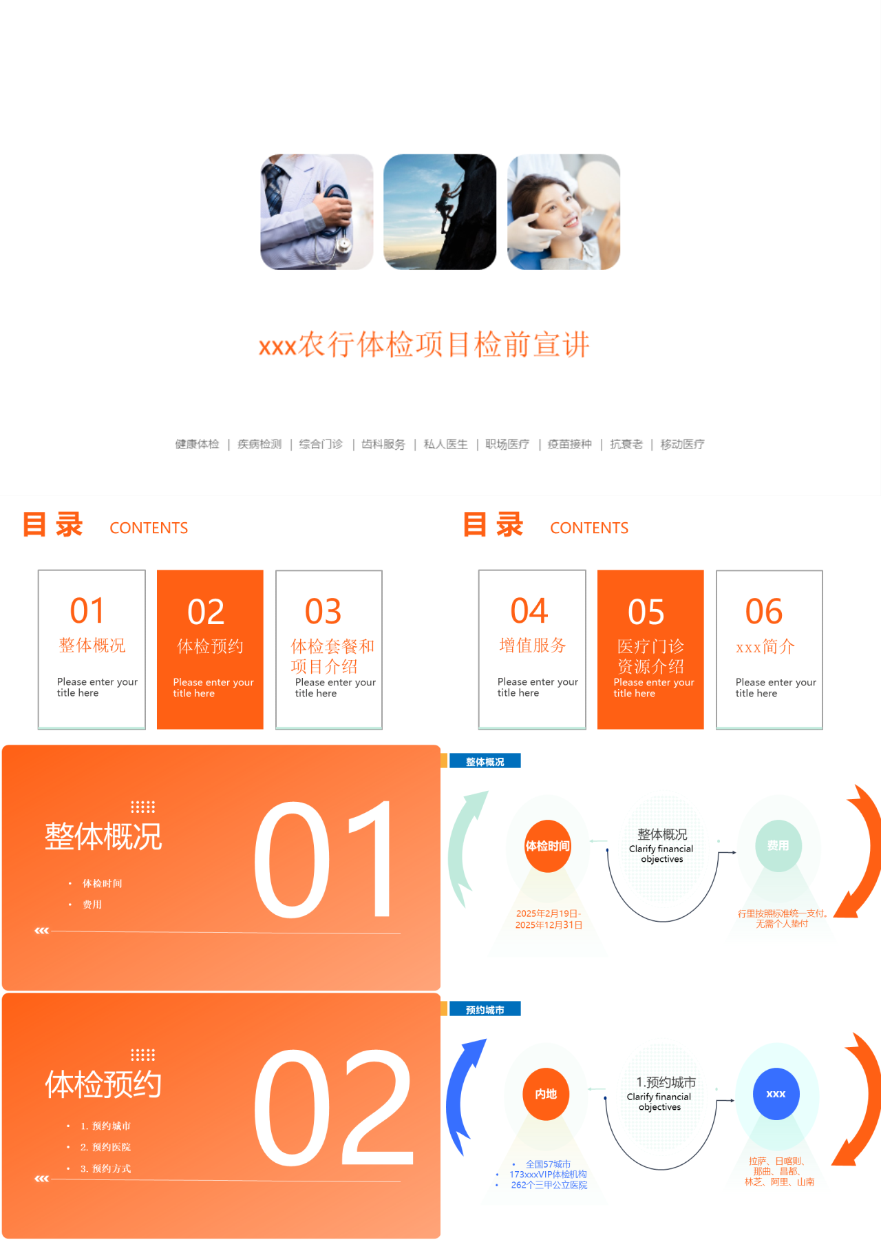 标准静态橙色工作汇报农行体检项目检前宣讲