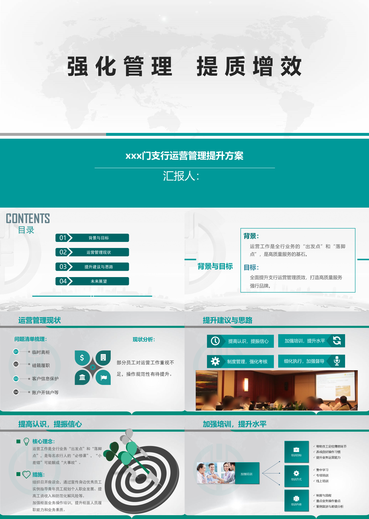 标准动态绿色工作汇报支行运营管理提升方案