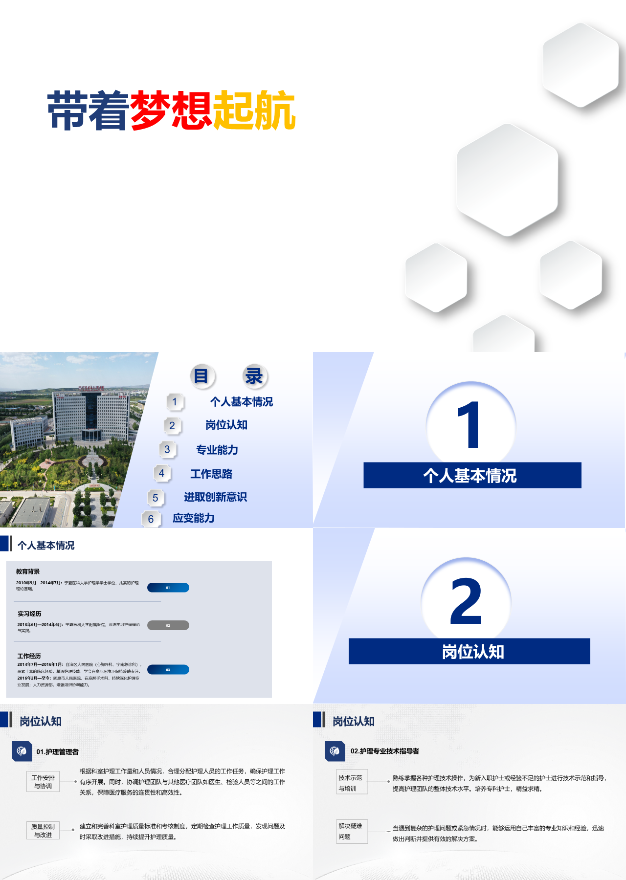 标准静态简约岗位竞聘带着梦想起航