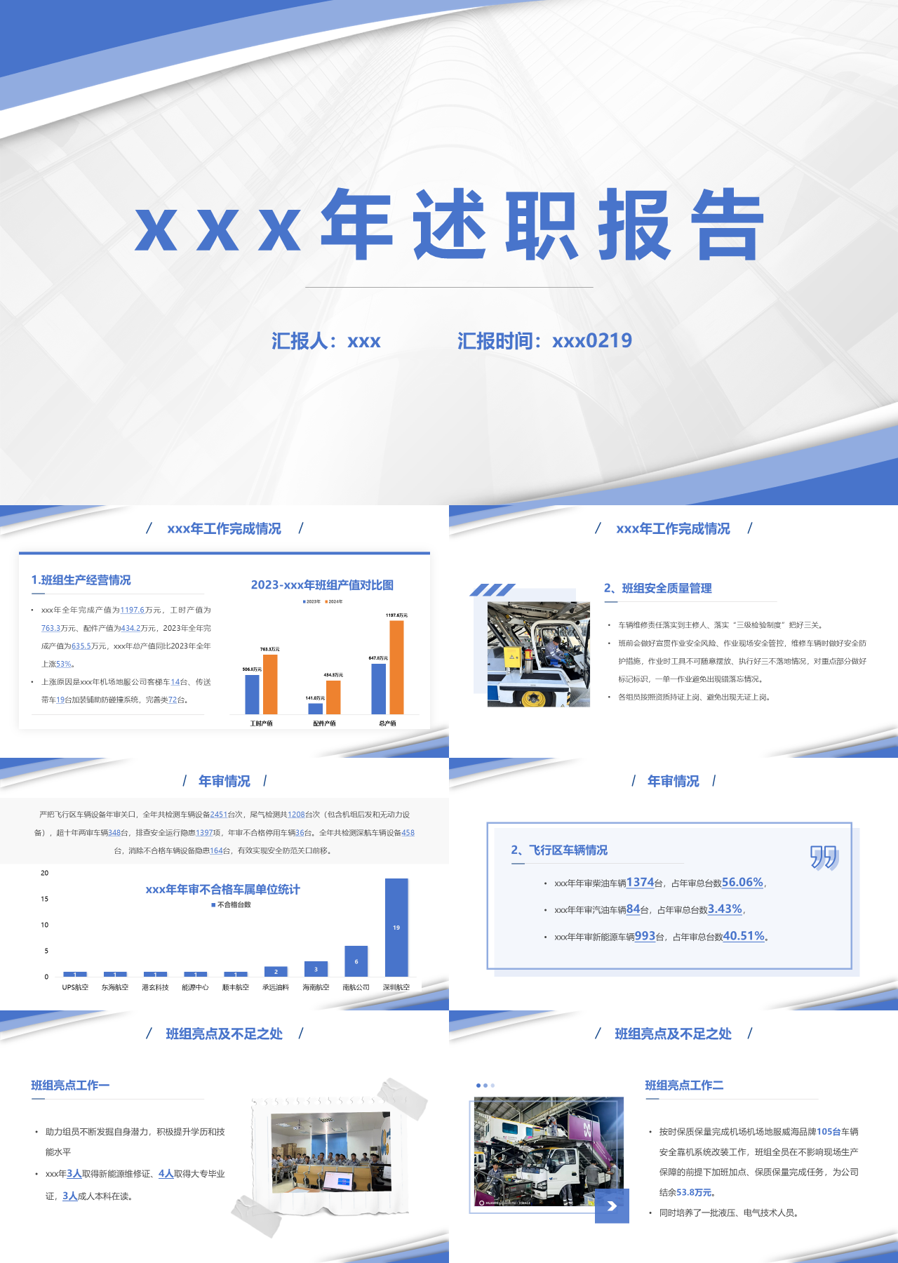 标准静态蓝色述职报告