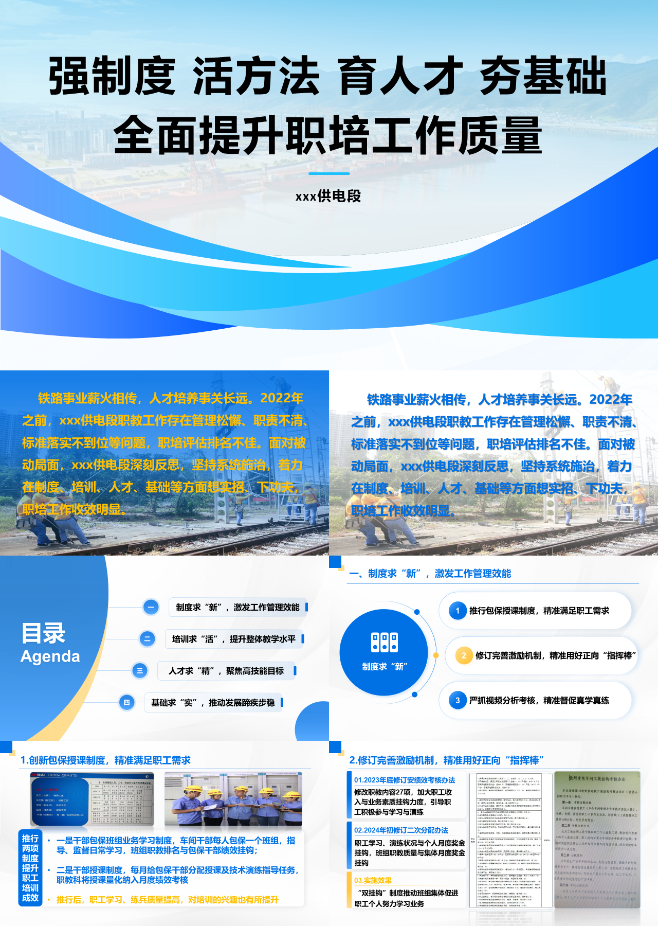 标准静态蓝色工作汇报全面提升职培工作质量