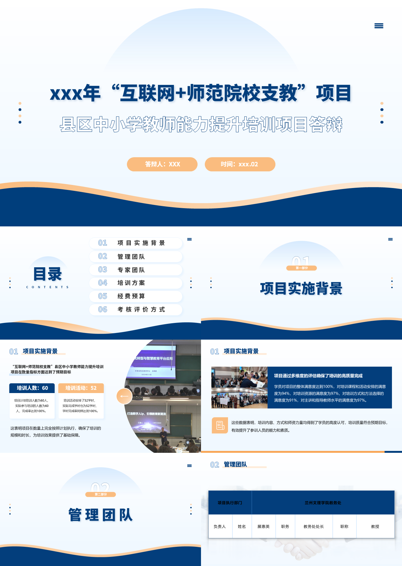 标准静态蓝色工作汇报县区中小学教师能力提升培训项目答辩