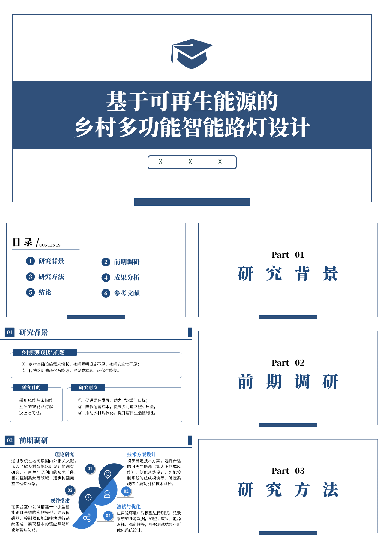 标准静态蓝色论文答辩基于可再生能源的乡村多功能智能路灯设计
