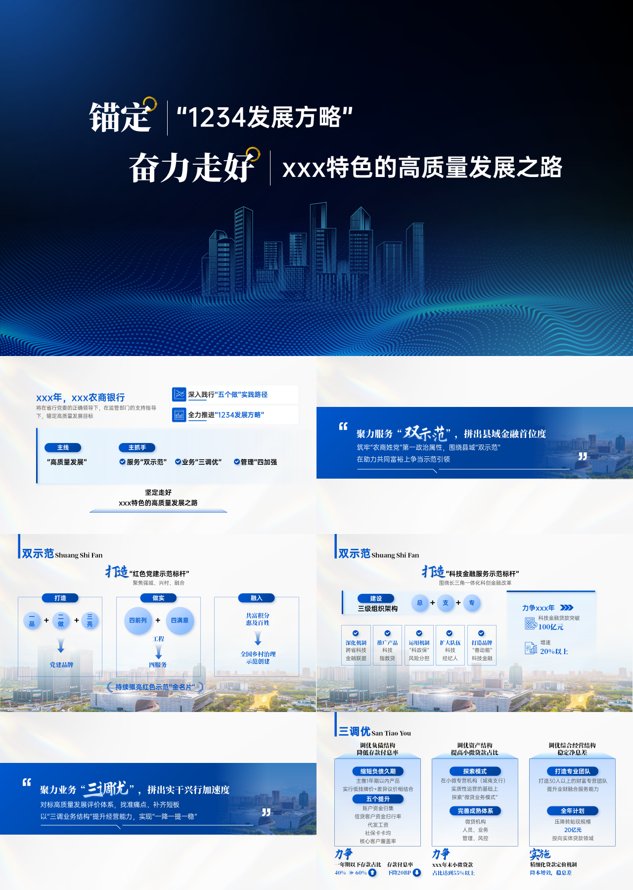 精美静态蓝色工作汇报坚定不移推进1234发展方略