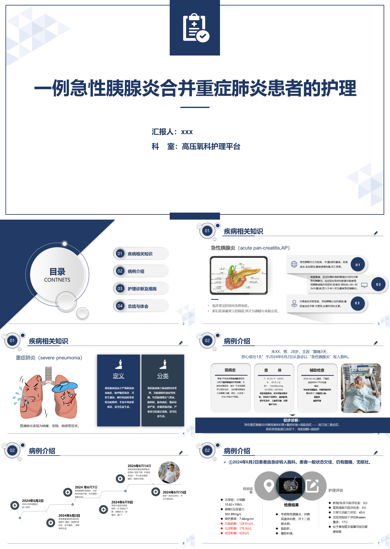 标准静态蓝色工作汇报一例急性胰腺炎合并重症肺炎患者的护理
