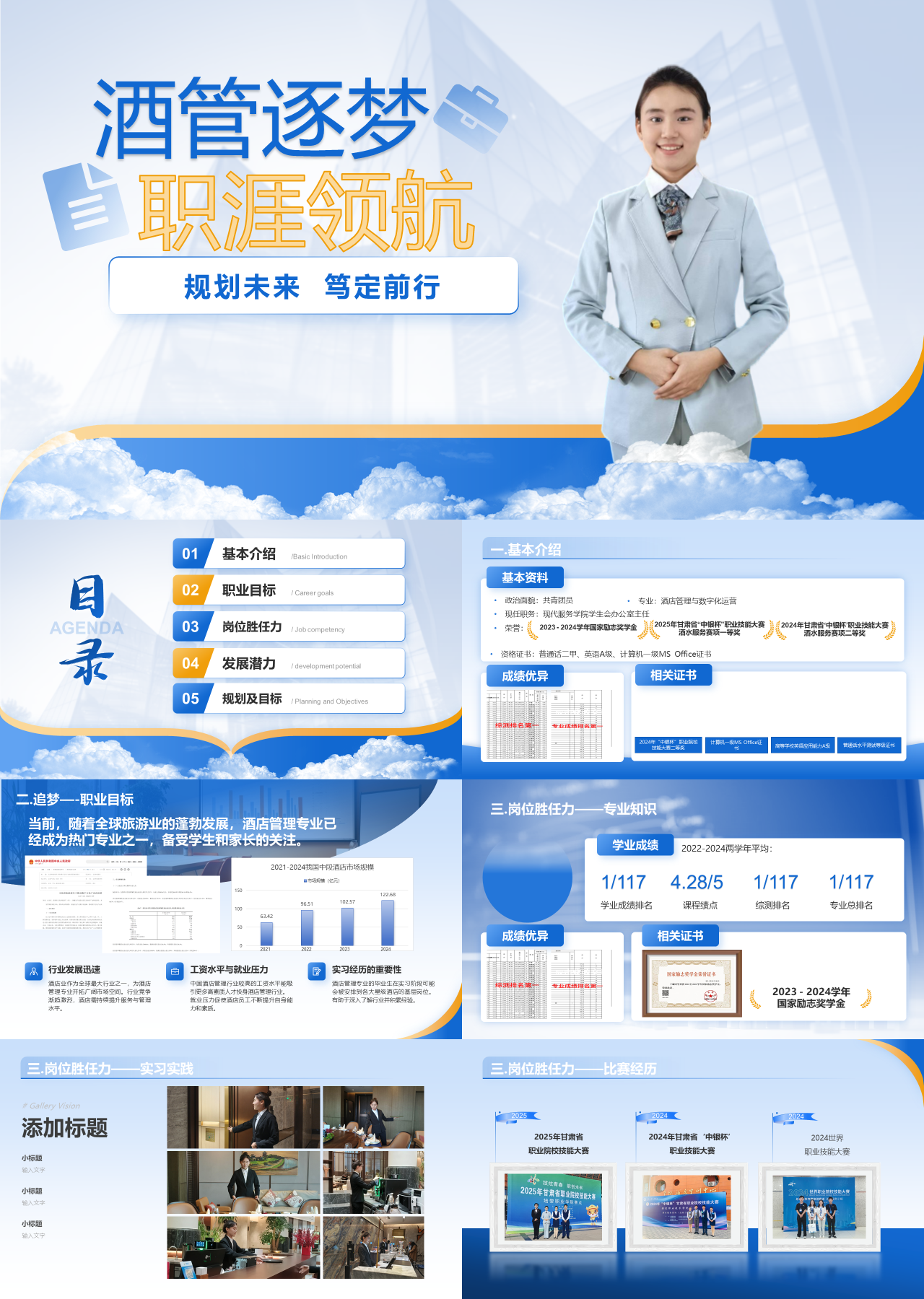 精美静态蓝色商业计划书酒管逐梦