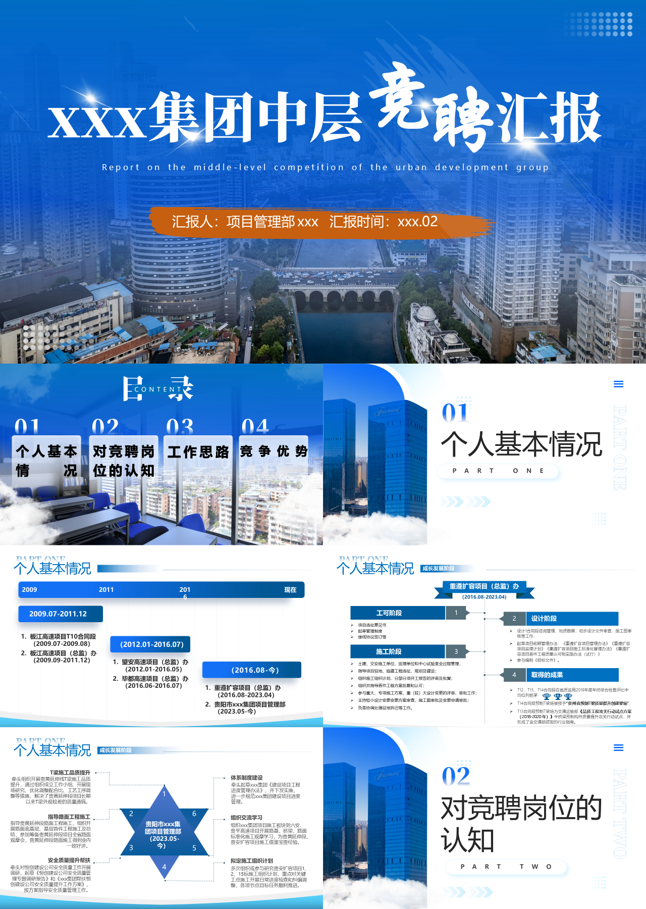 标准静态蓝色岗位竞聘集团中层汇报