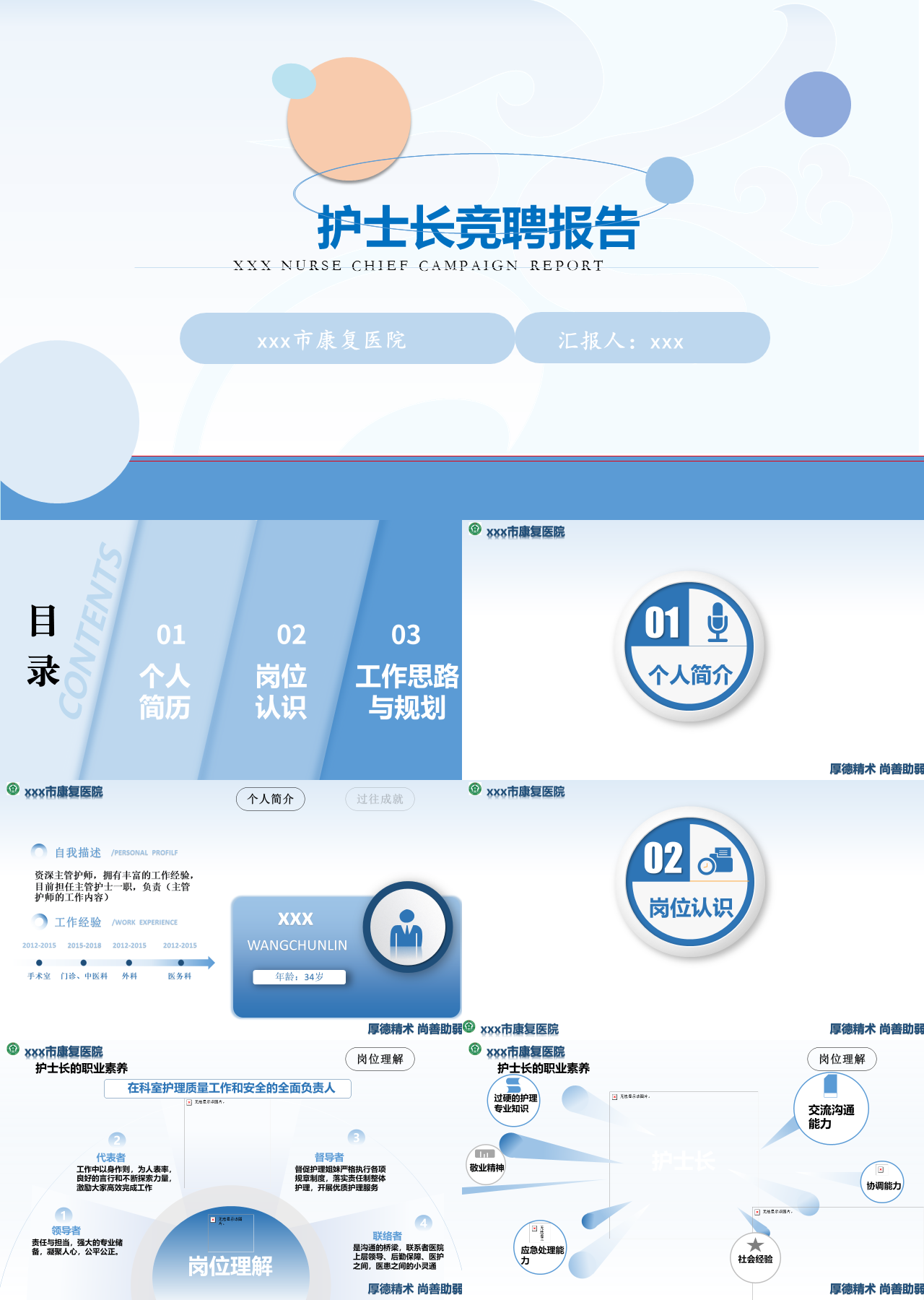 标准静态蓝色岗位竞聘护士长