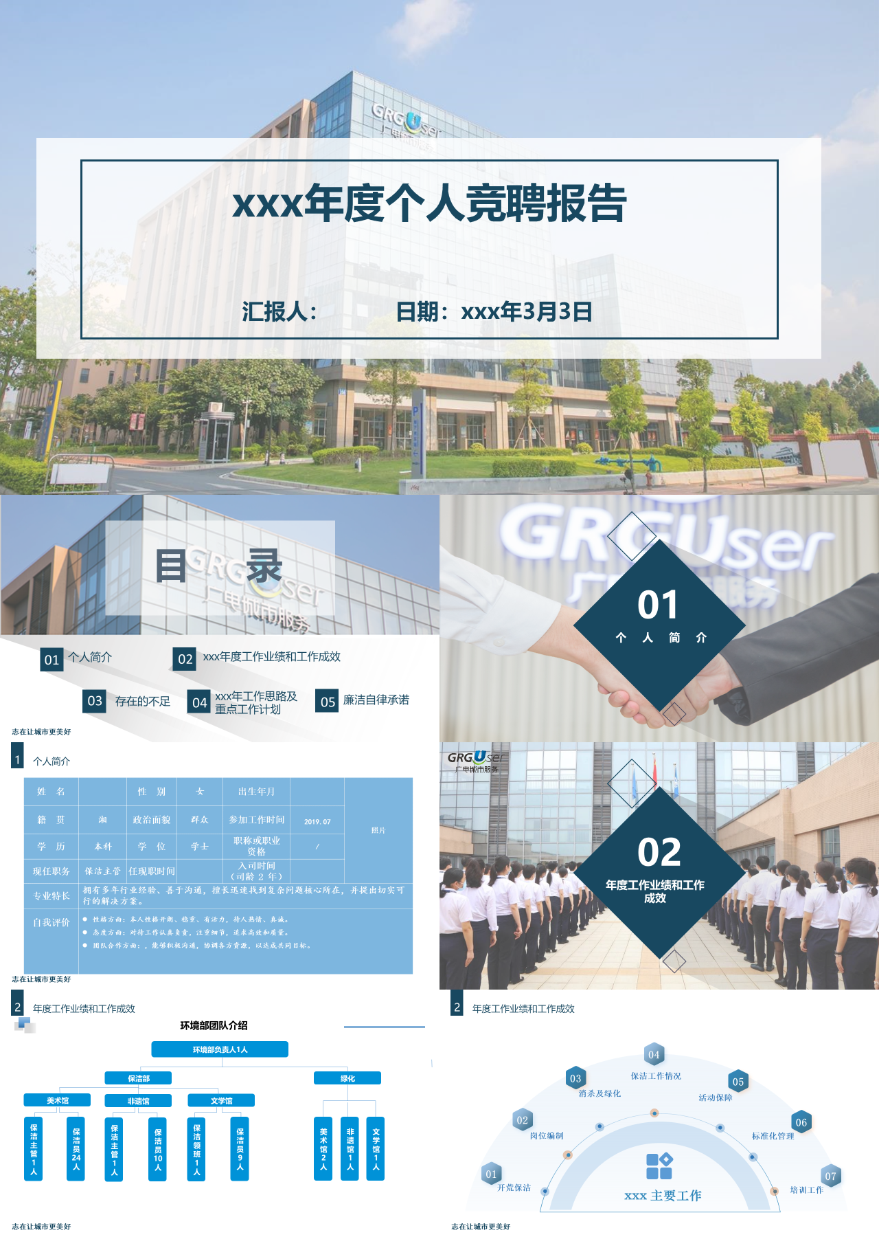 标准静态蓝色岗位竞聘报告