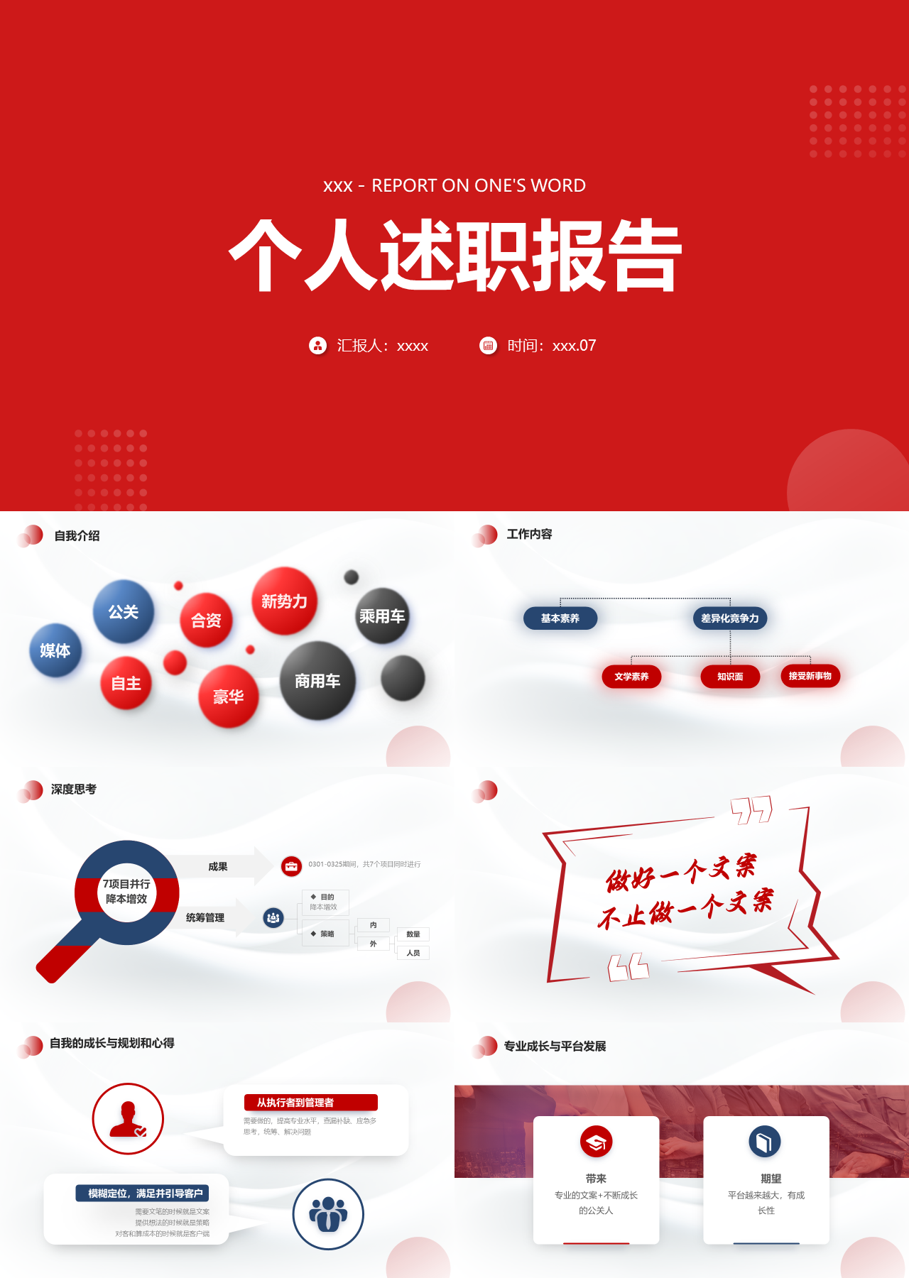 标准动态红色个人述职报告