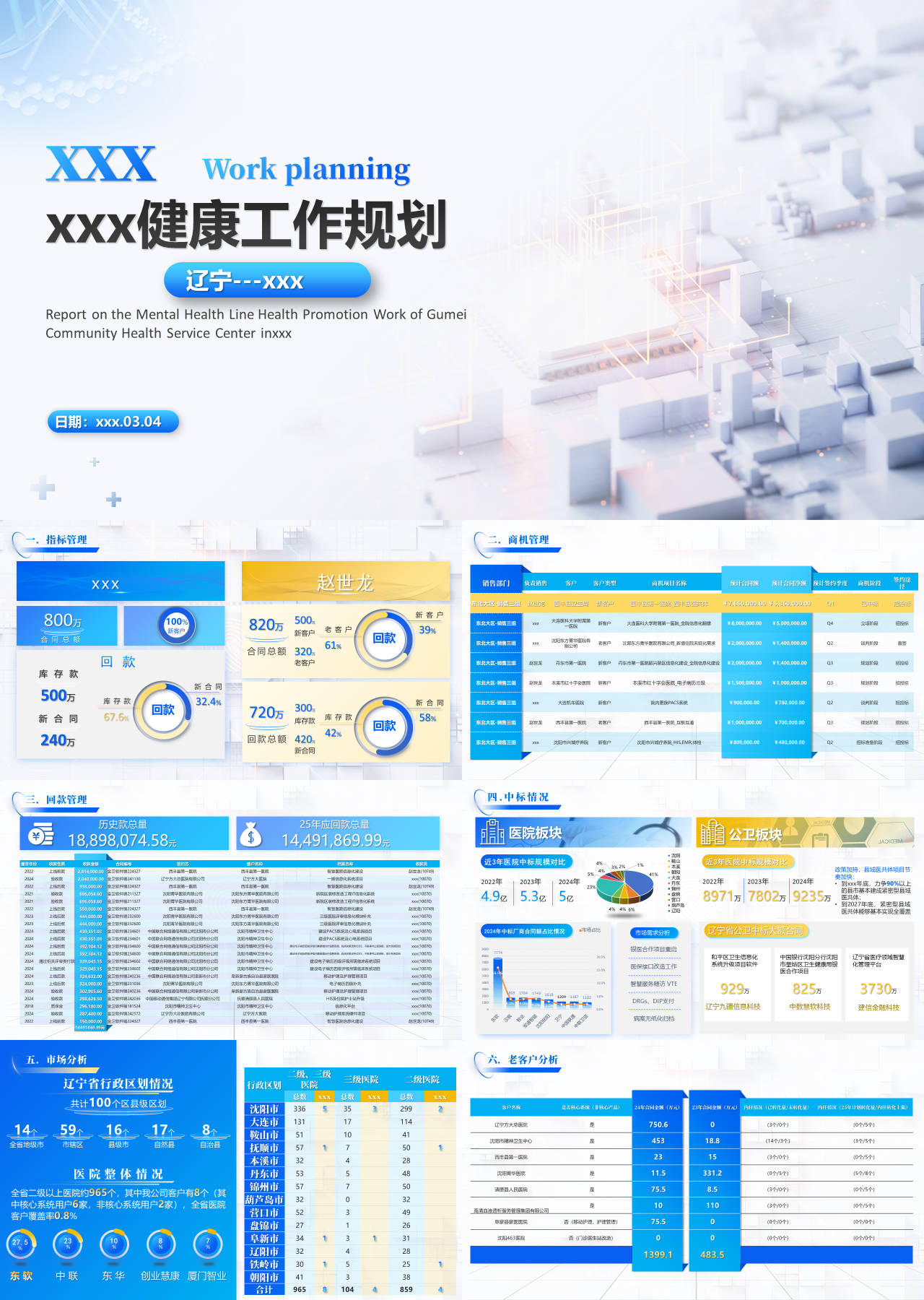 标准静态蓝色述职报告健康工作规划