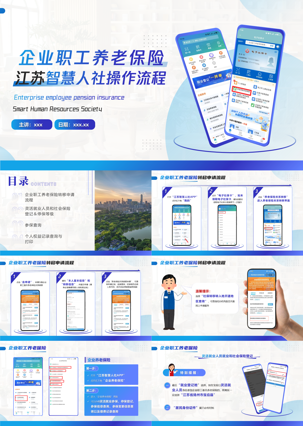 精美静态蓝色主题教育江苏智慧人社操作流程