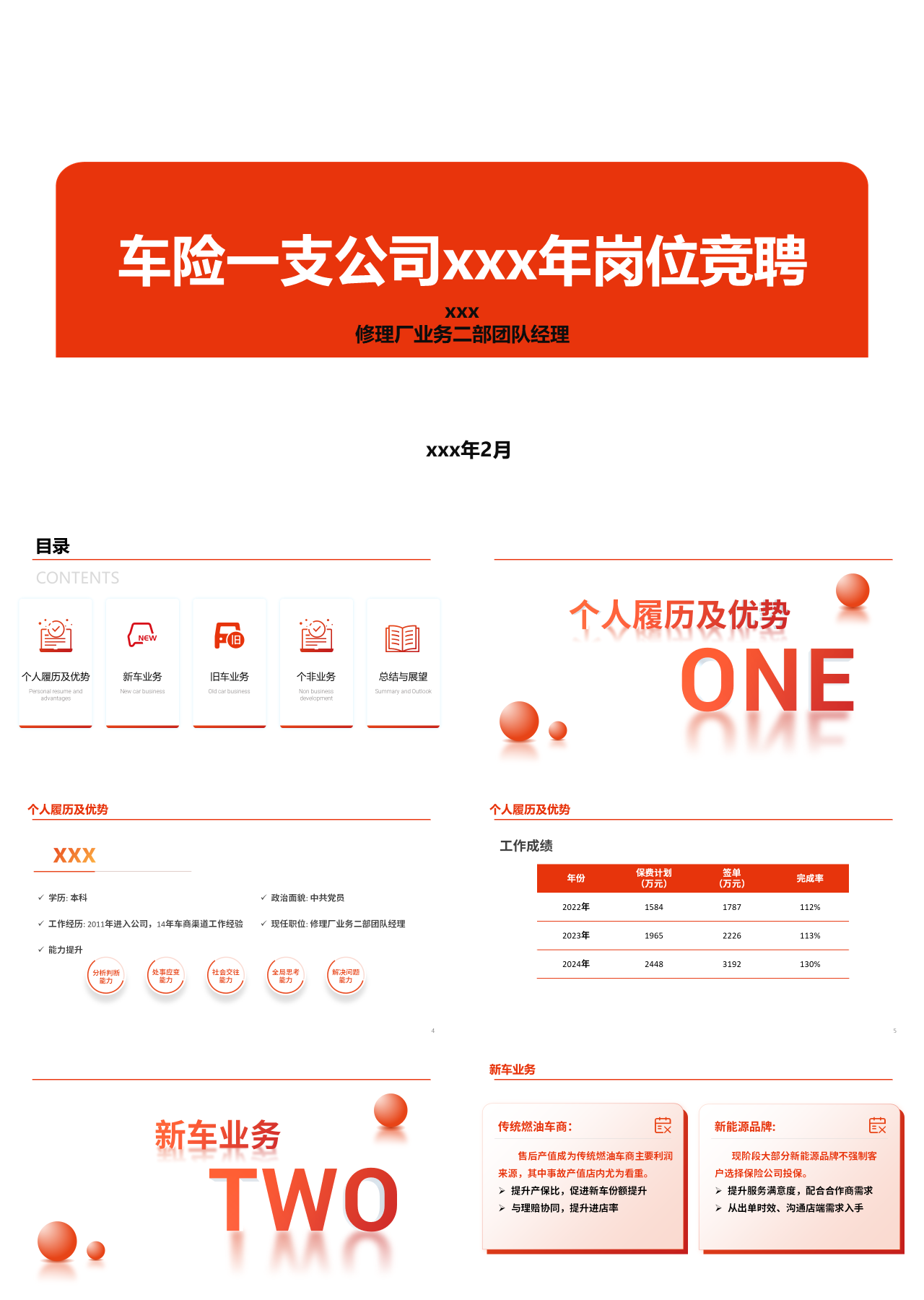 标准静态橙色岗位竞聘车险一支公司