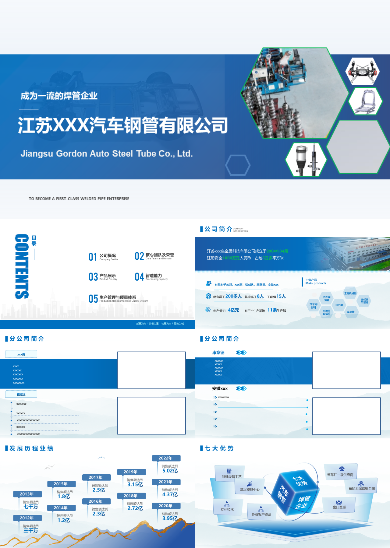 标准静态蓝色企业宣传汽车钢管公司