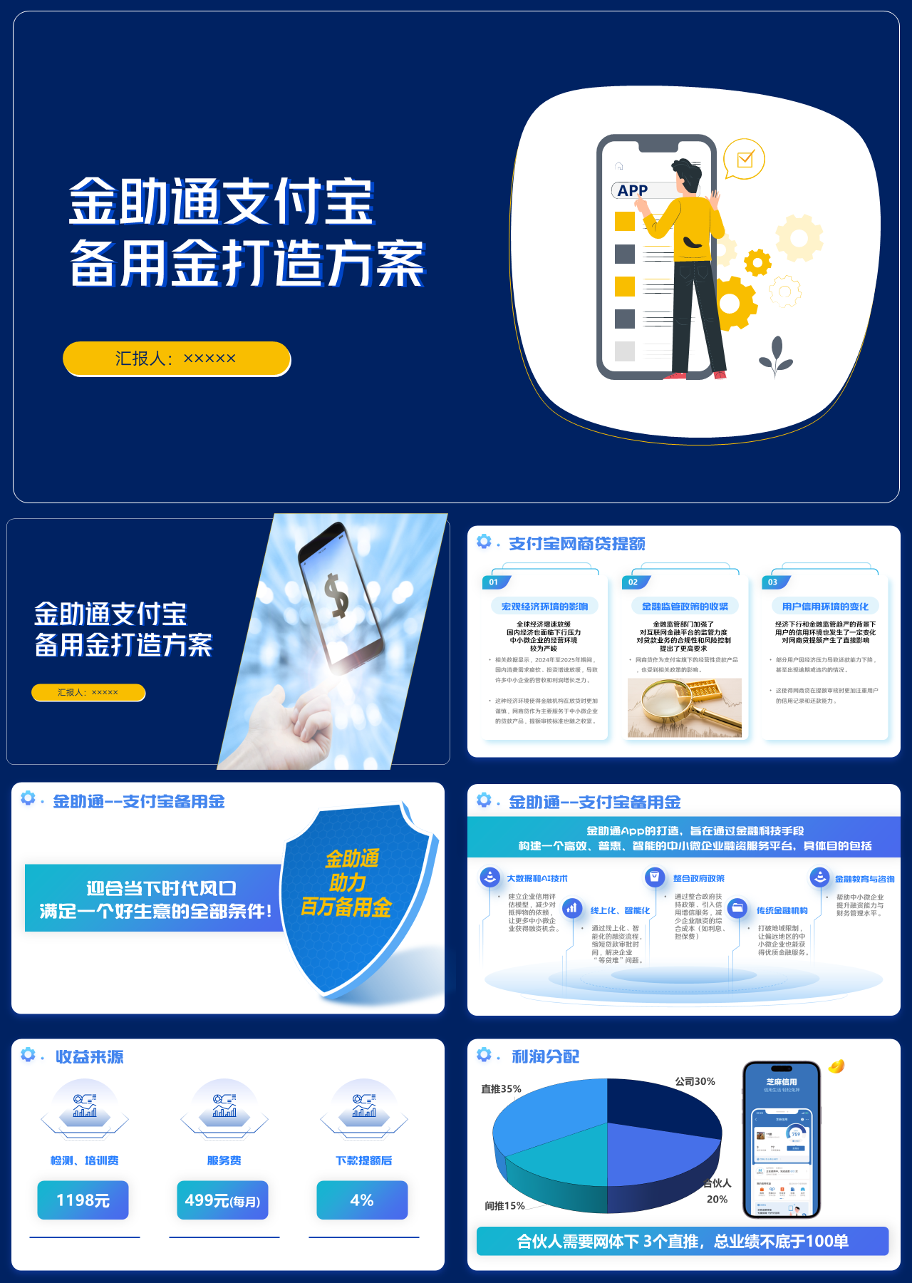 标准静态蓝色工作汇报金助通支付宝备用金打造方案