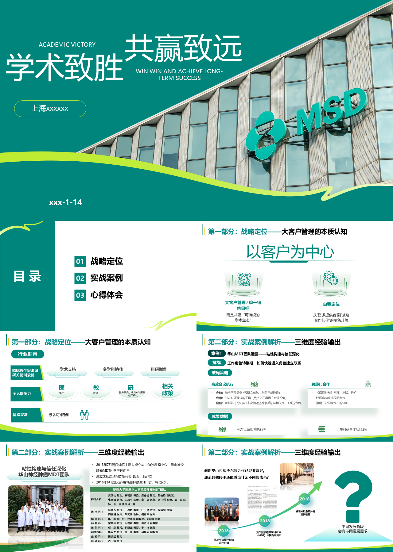 精美静态绿色工作汇报学术致胜共赢致远
