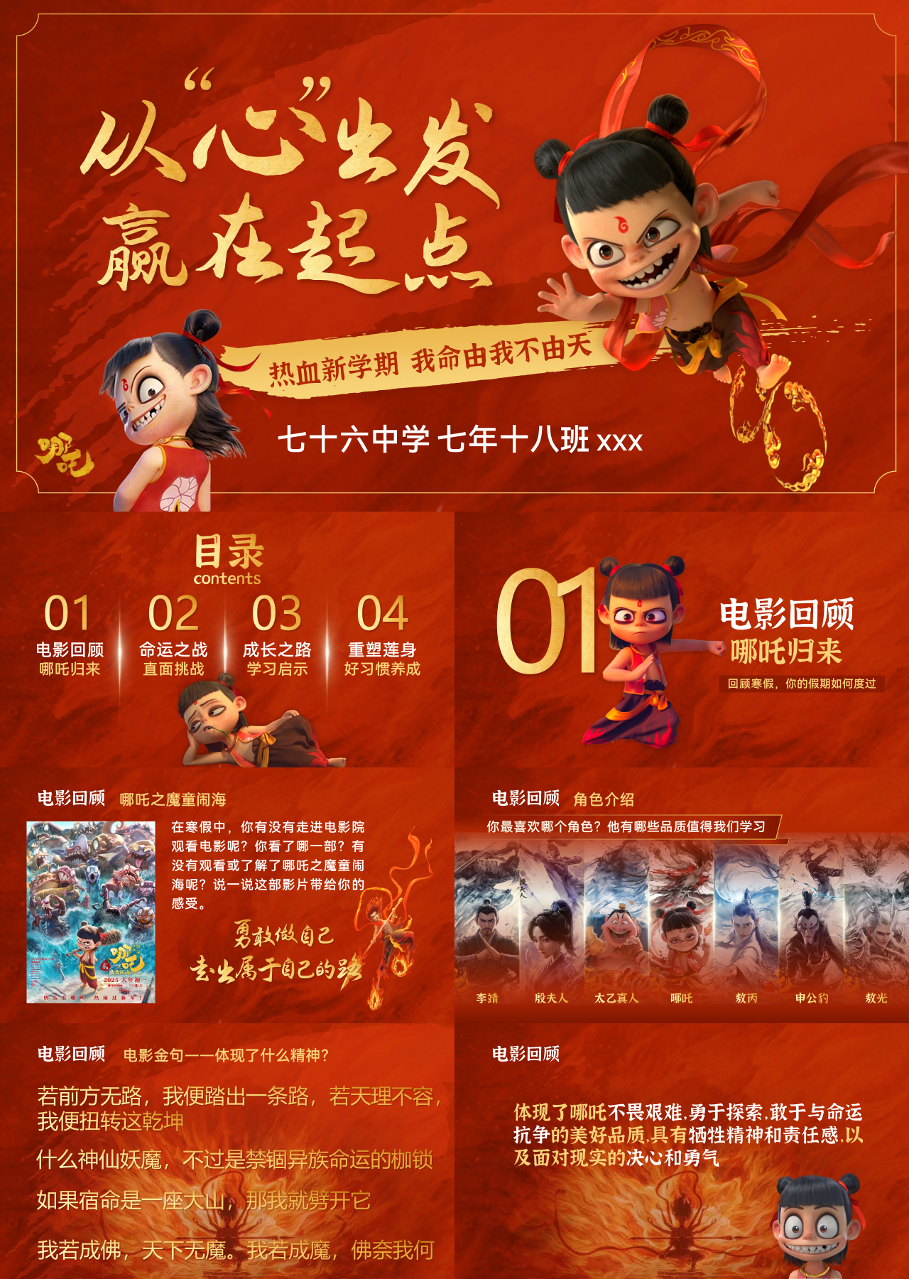 标准动态红色主题教育哪吒之魔童闹海电影赏析