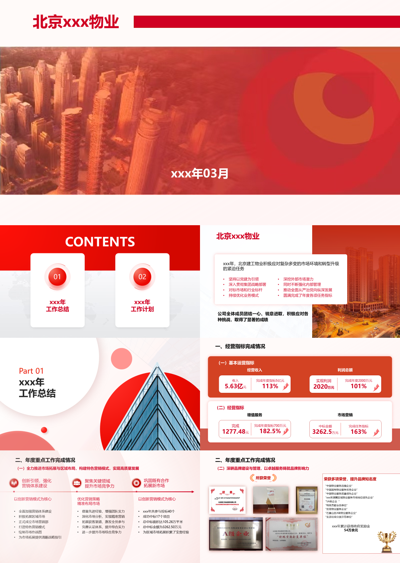 标准静态红色物业工作报告