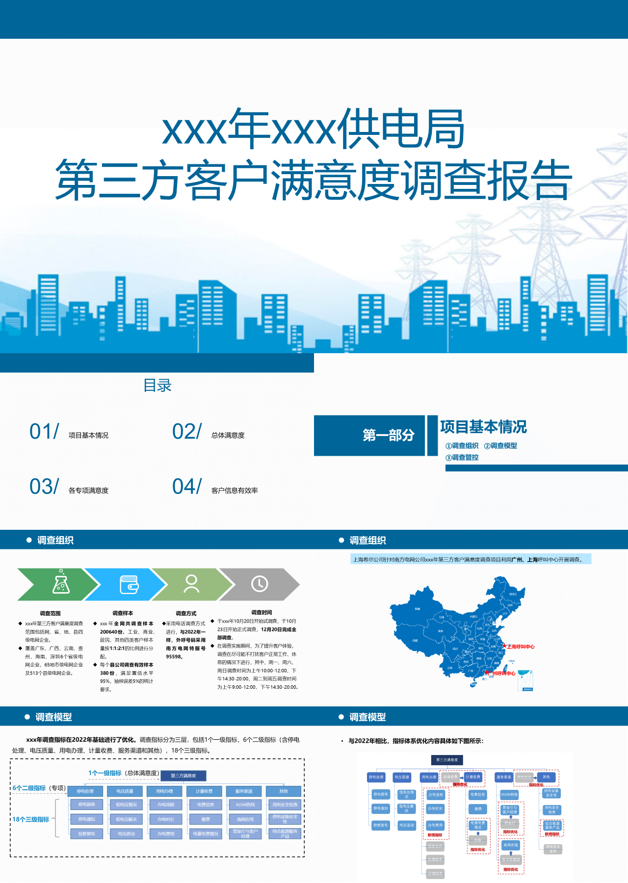 标准静态蓝色工作汇报第三方客户满意度调查报告