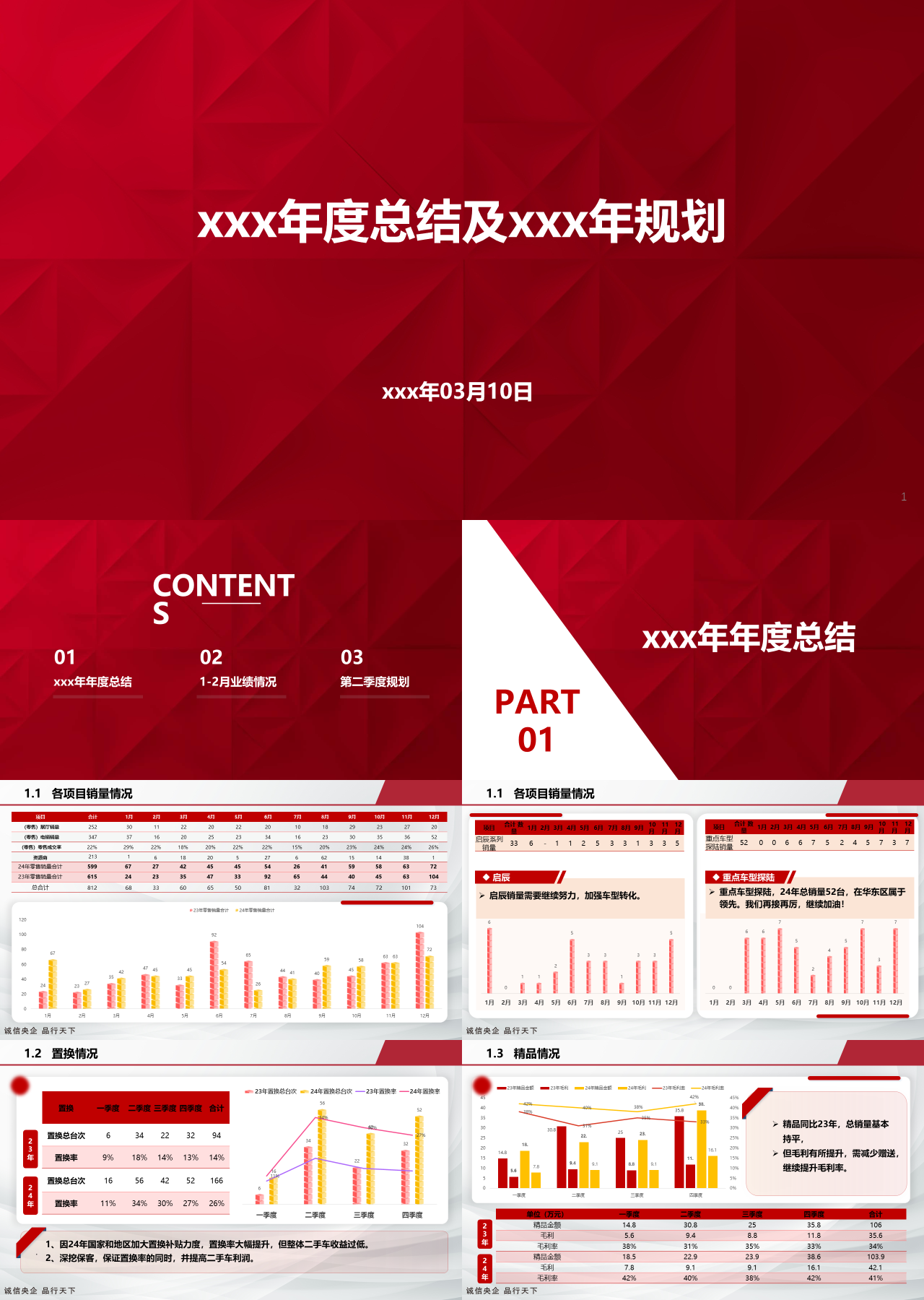 标准静态红色年度总结及规划