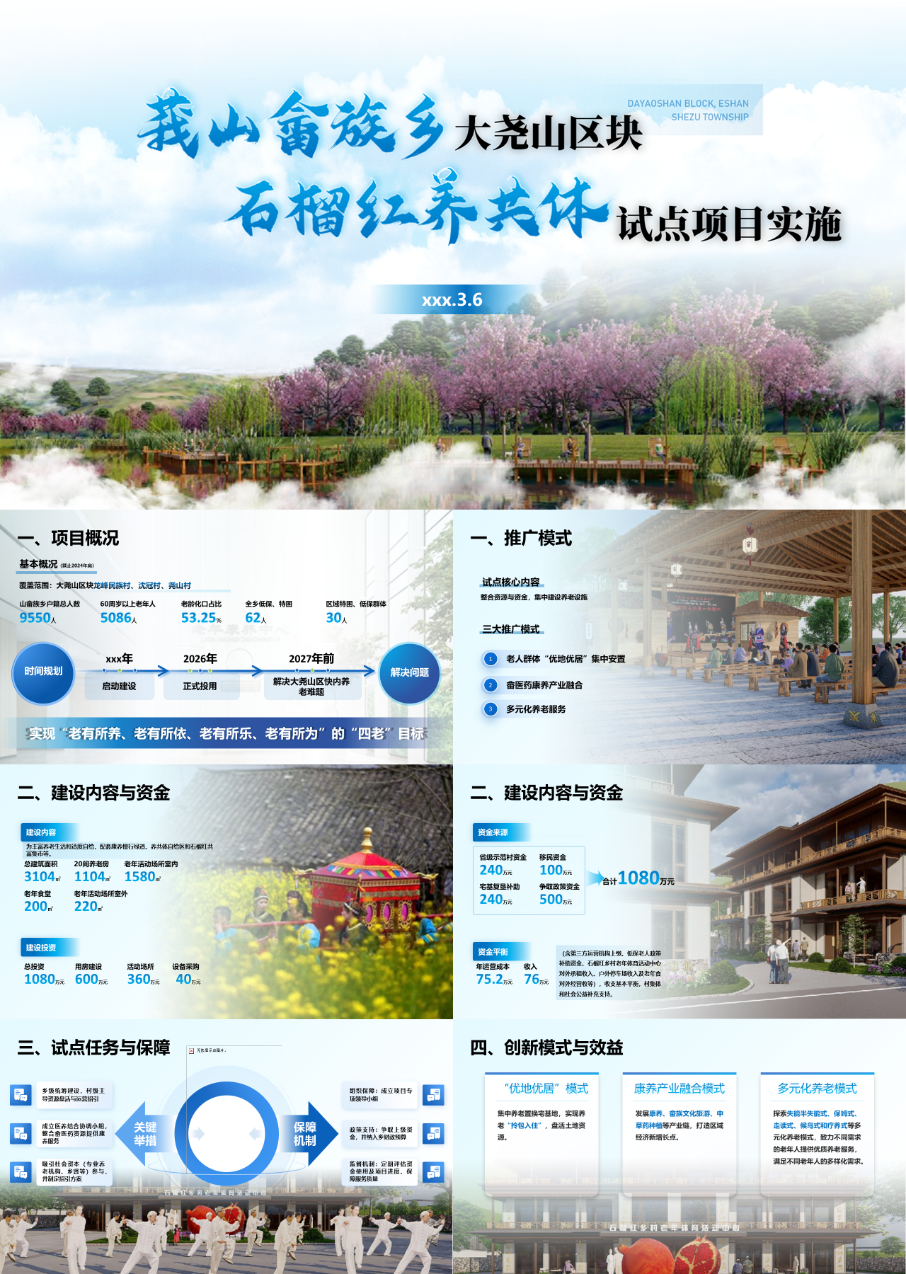 标准静态蓝色工作汇报大尧山区块石榴红养共体试点项目