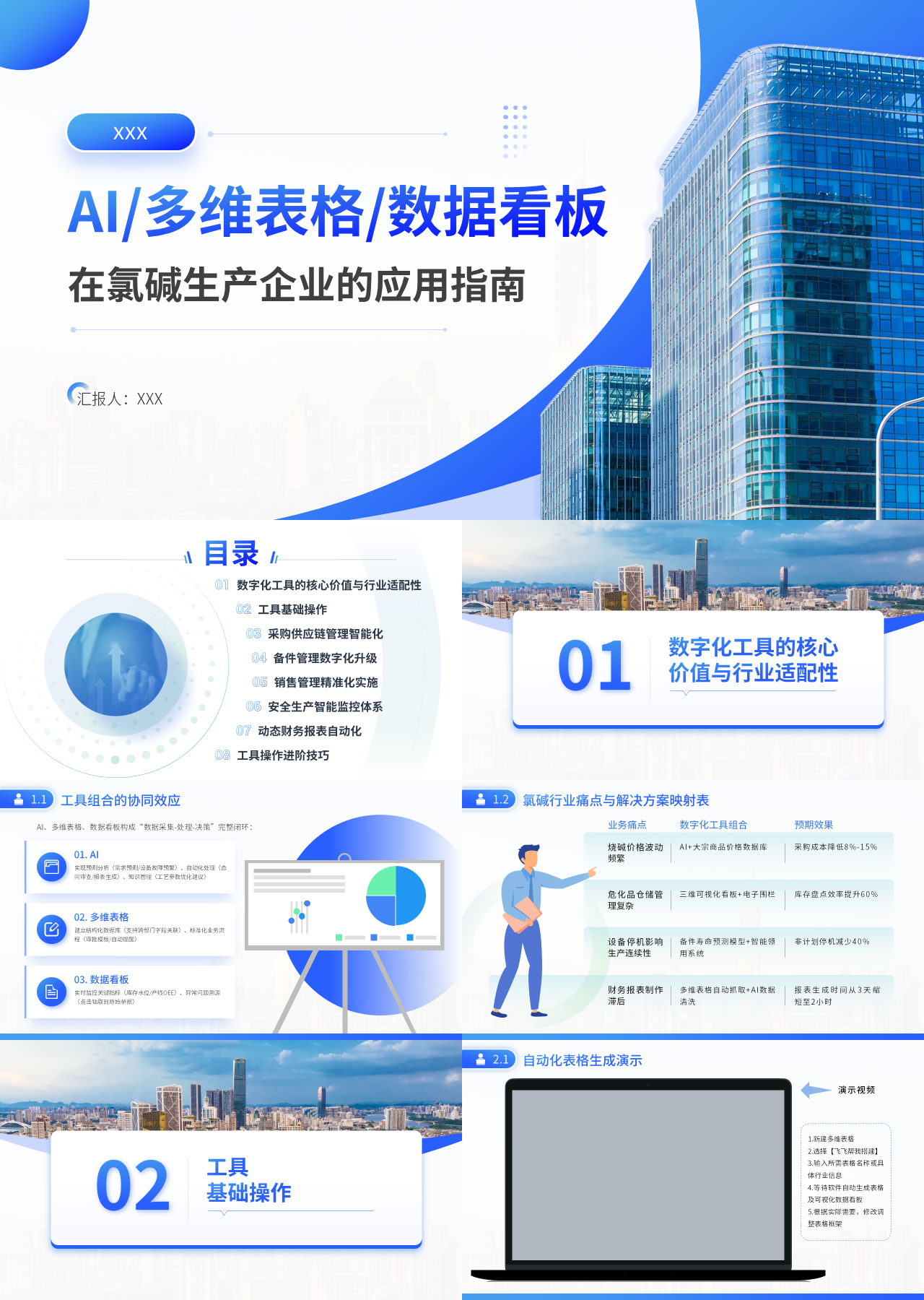 精美静态蓝色工作汇报多维表格在氯碱生产企业的应用