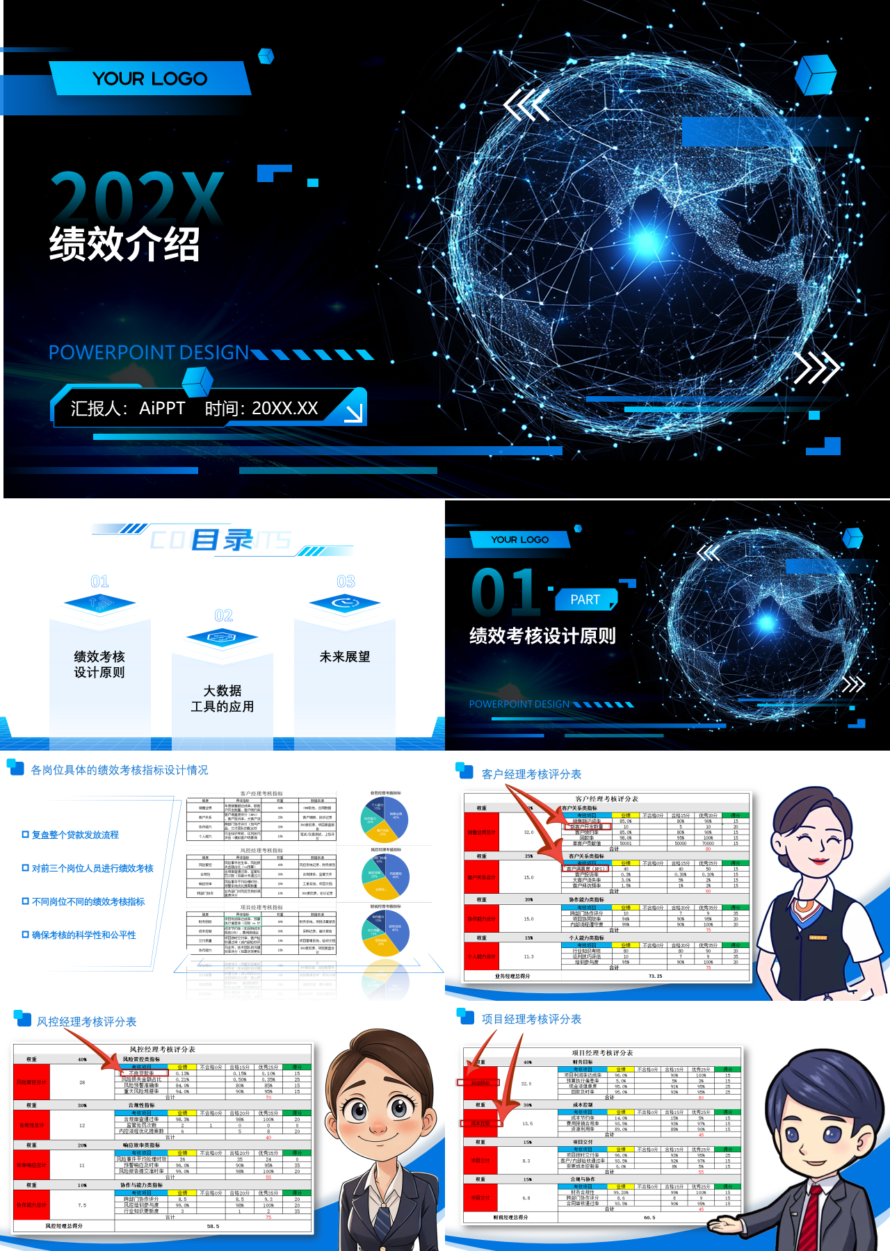 标准静态蓝色工作汇报绩效介绍