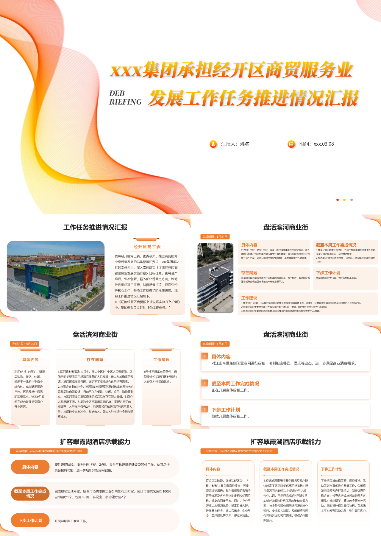 精美静态橙色工作汇报发展工作任务推进情况汇报